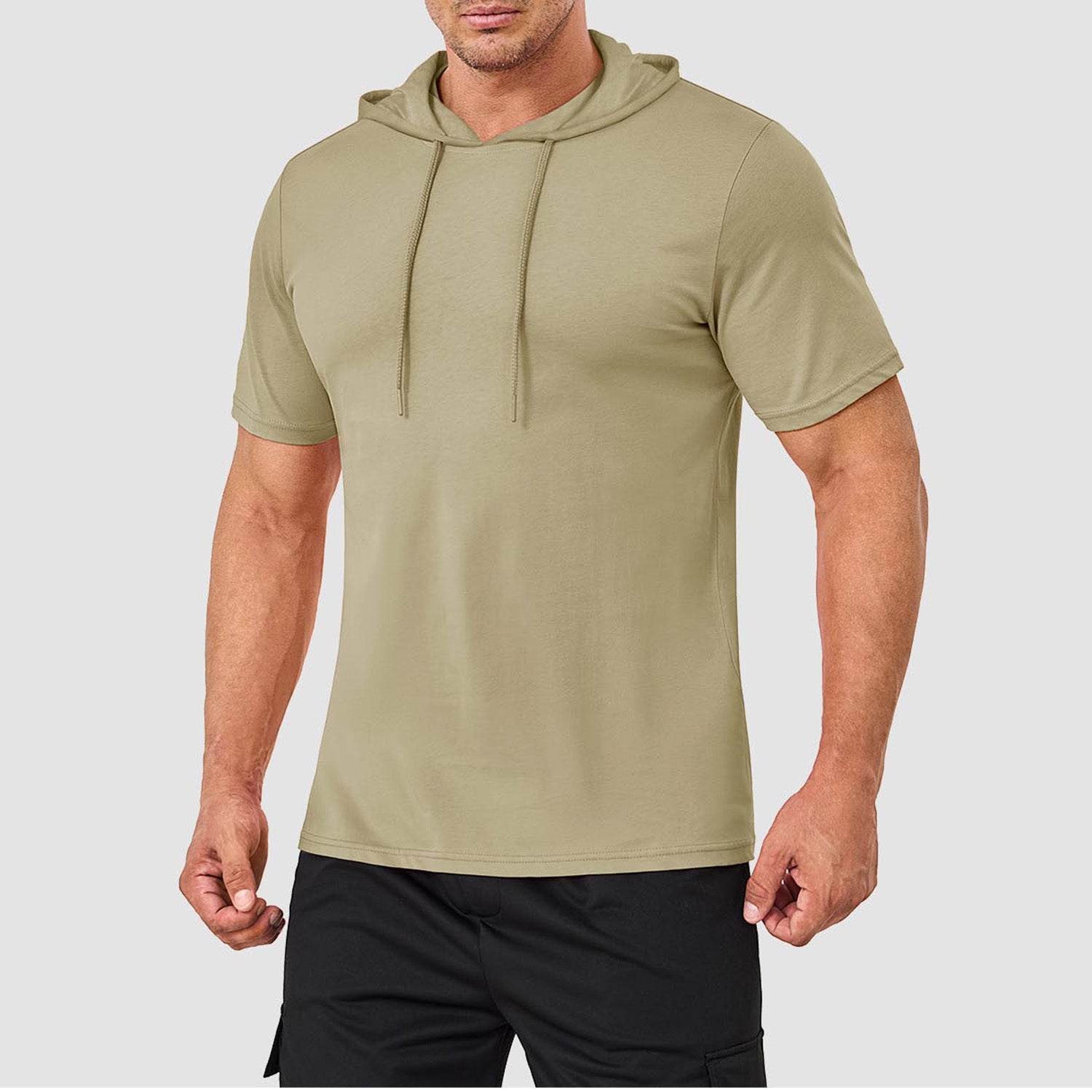 Mens Fashion Athletic Hoodies T-shirt Sport Sweatshirt Solid Color