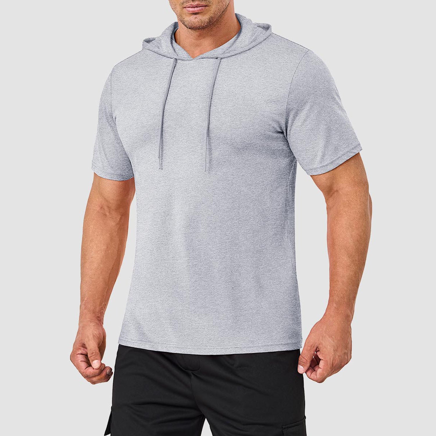 Mens Fashion Athletic Hoodies T-shirt Sport Sweatshirt Solid Color