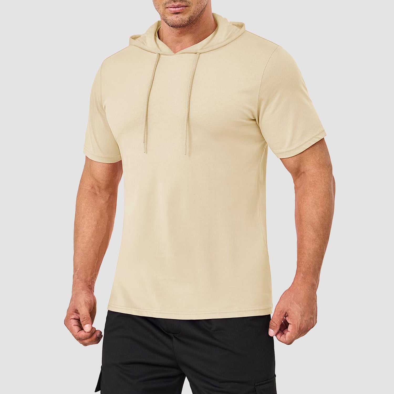 Mens Fashion Athletic Hoodies T-shirt Sport Sweatshirt Solid Color