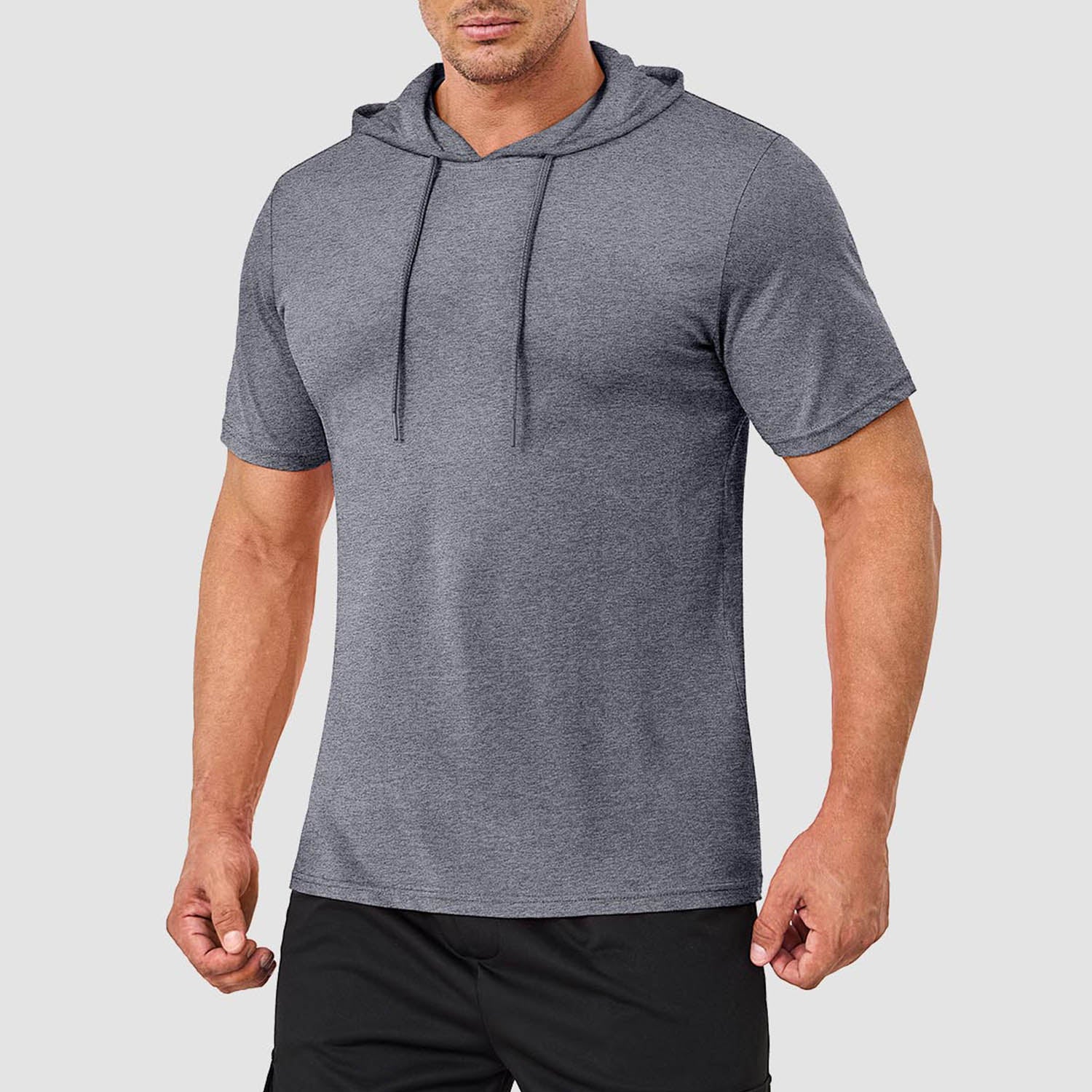 Mens Fashion Athletic Hoodies T-shirt Sport Sweatshirt Solid Color