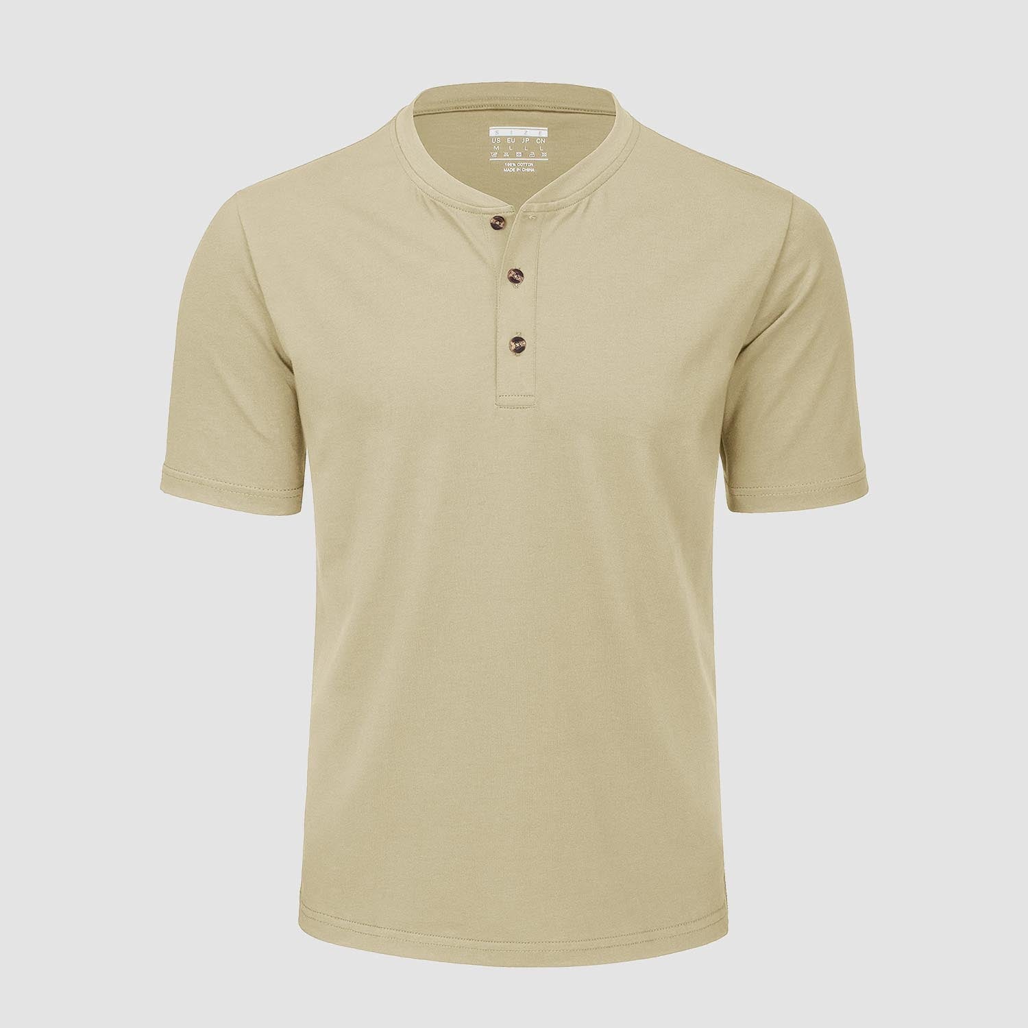 Men's Cotton Henley Shirt Casual Summer T-Shirt