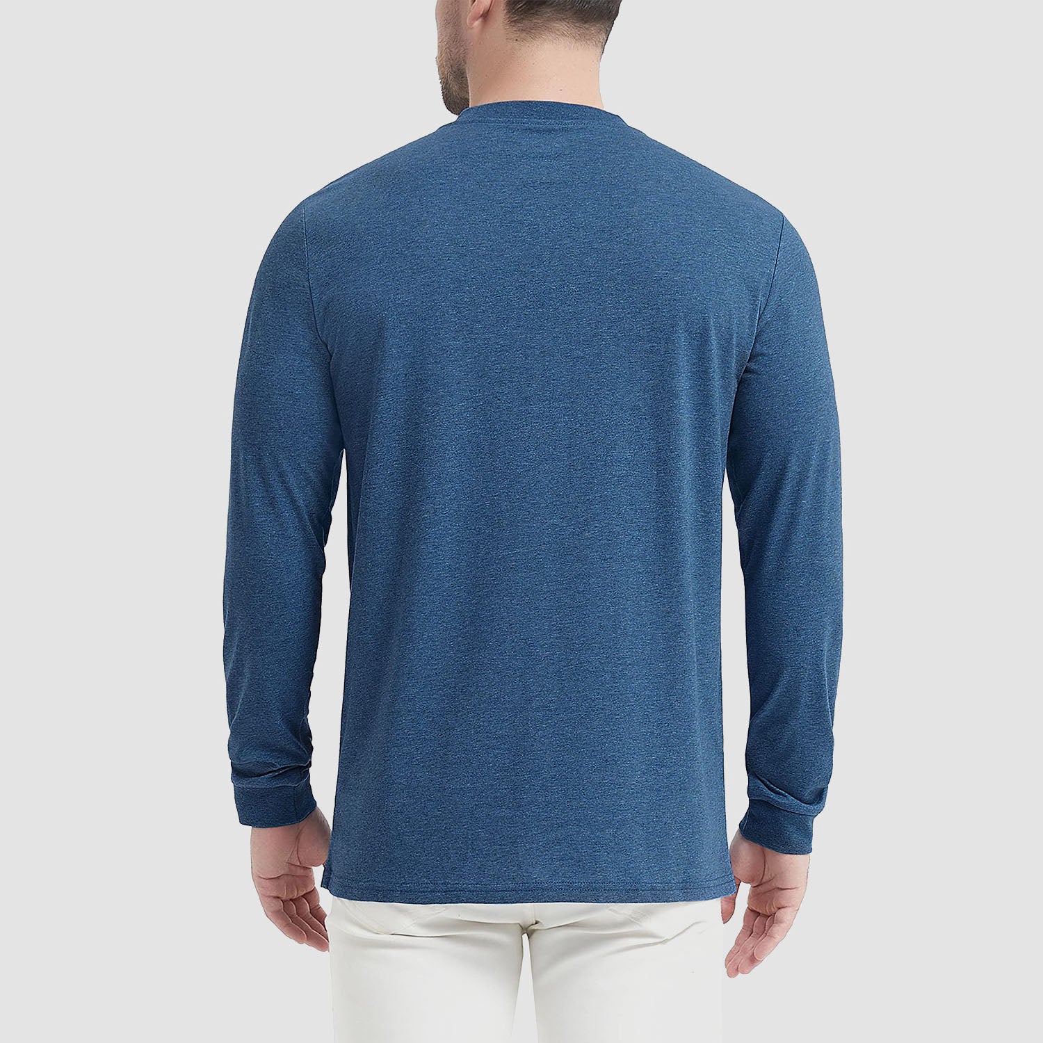 Men's Cotton Long Sleeve Henley Shirt, Casual Work Tee - MAGCOMSEN
