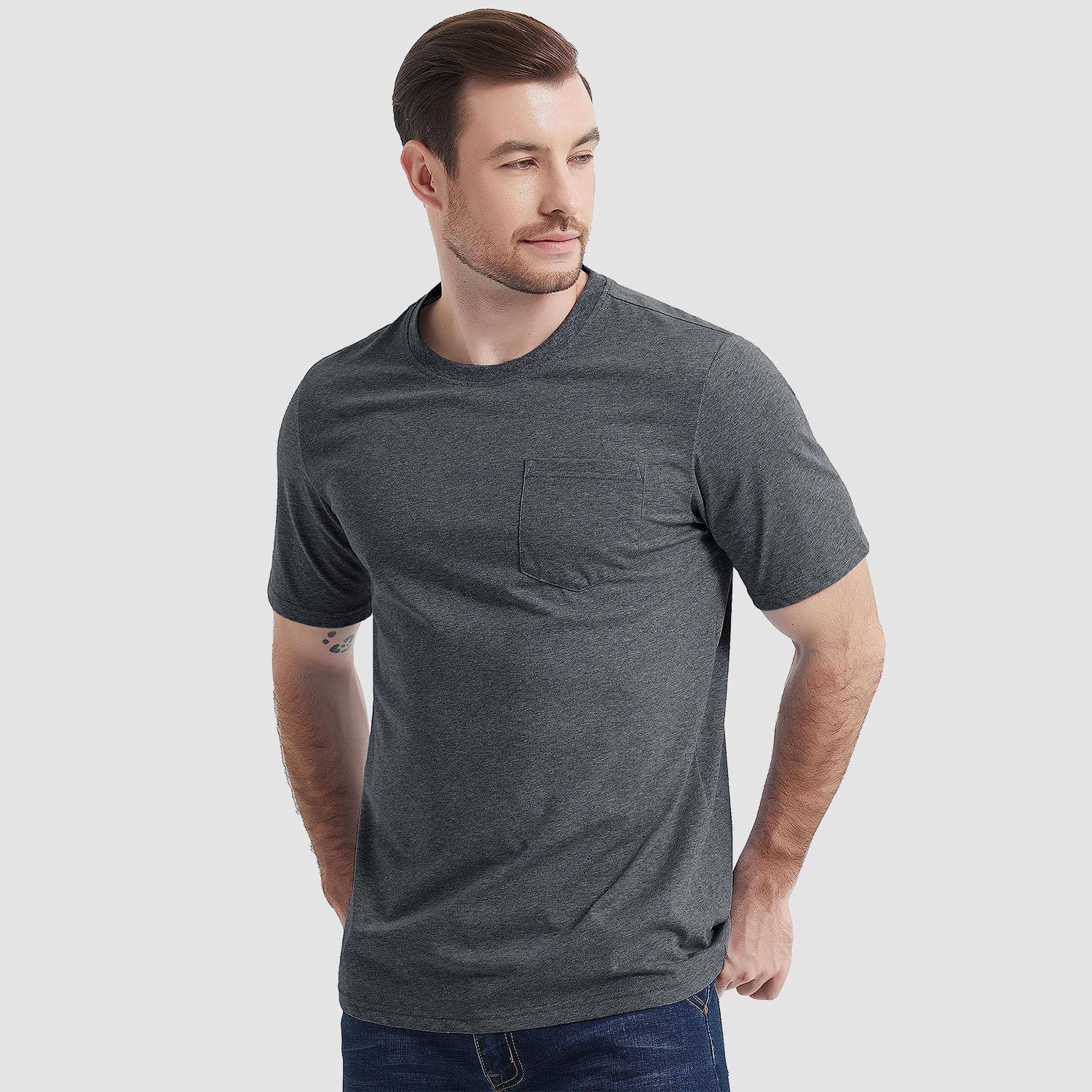 Men's Short Sleeve Pocket T-Shirts  Cotton Crew neck Tee