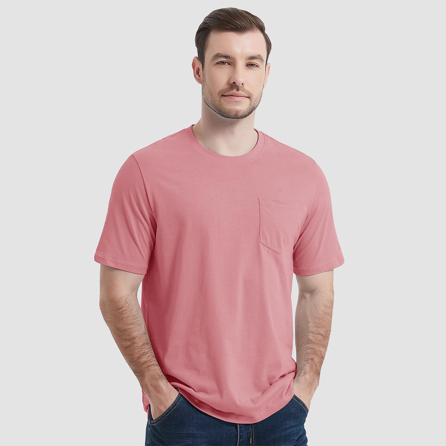 Men's Short Sleeve Pocket T-Shirts  Cotton Crew neck Tee