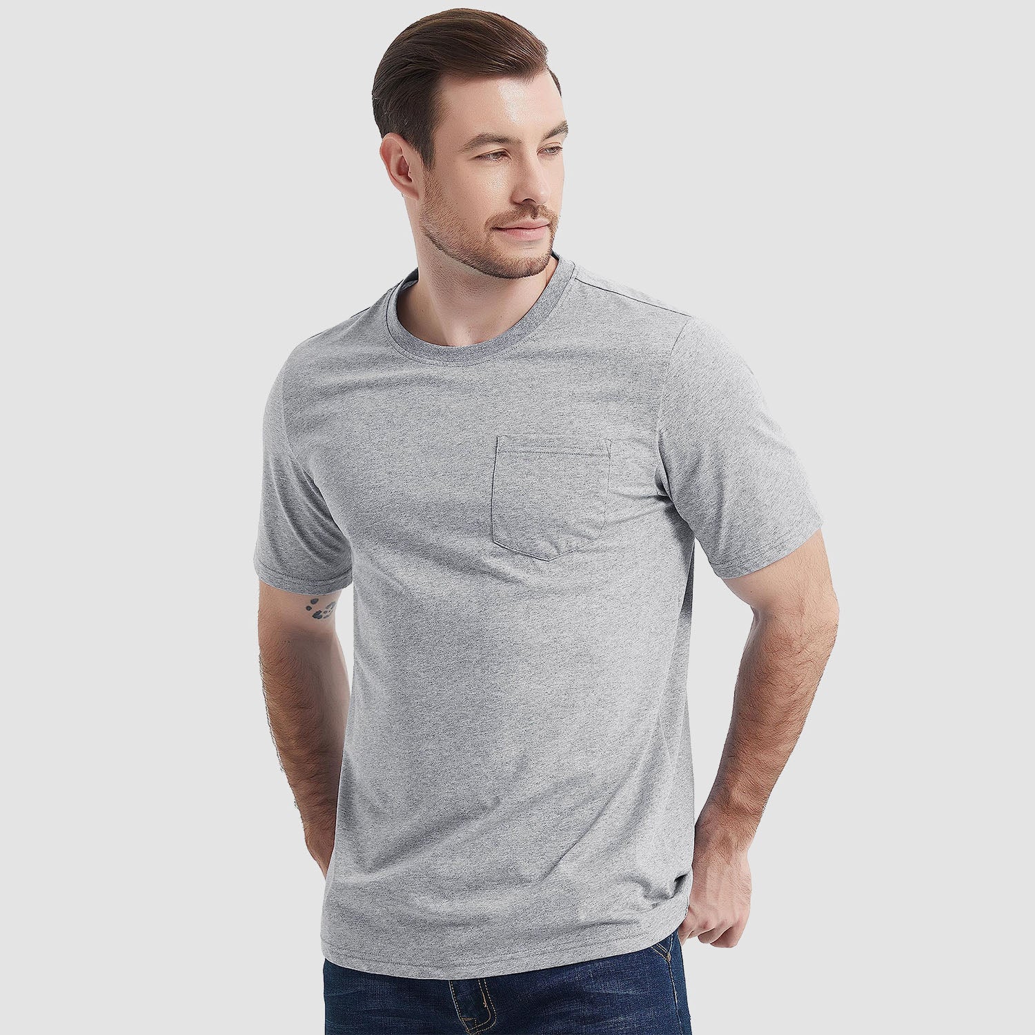 Men's Short Sleeve Pocket T-Shirts  Cotton Crew neck Tee