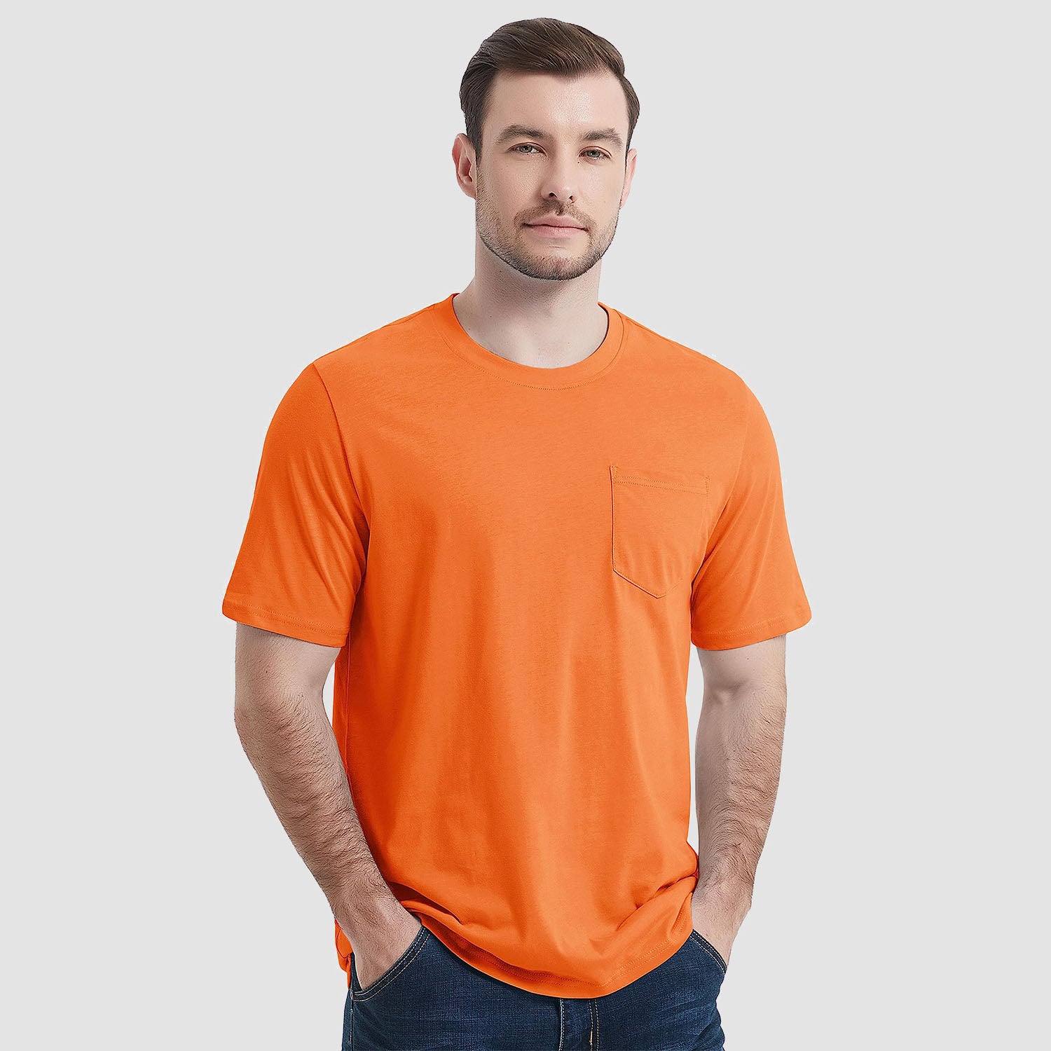Men's Short Sleeve Pocket T-Shirts  Cotton Crew neck Tee
