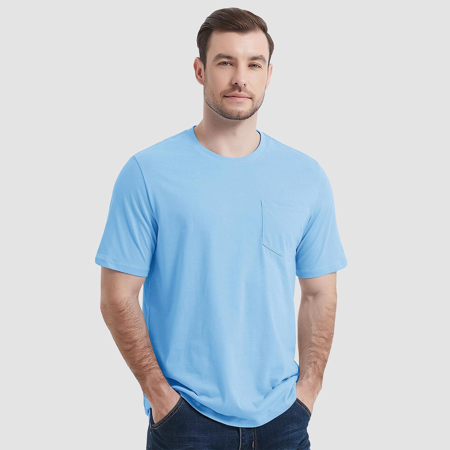 Men's Short Sleeve Pocket T-Shirts  Cotton Crew neck Tee