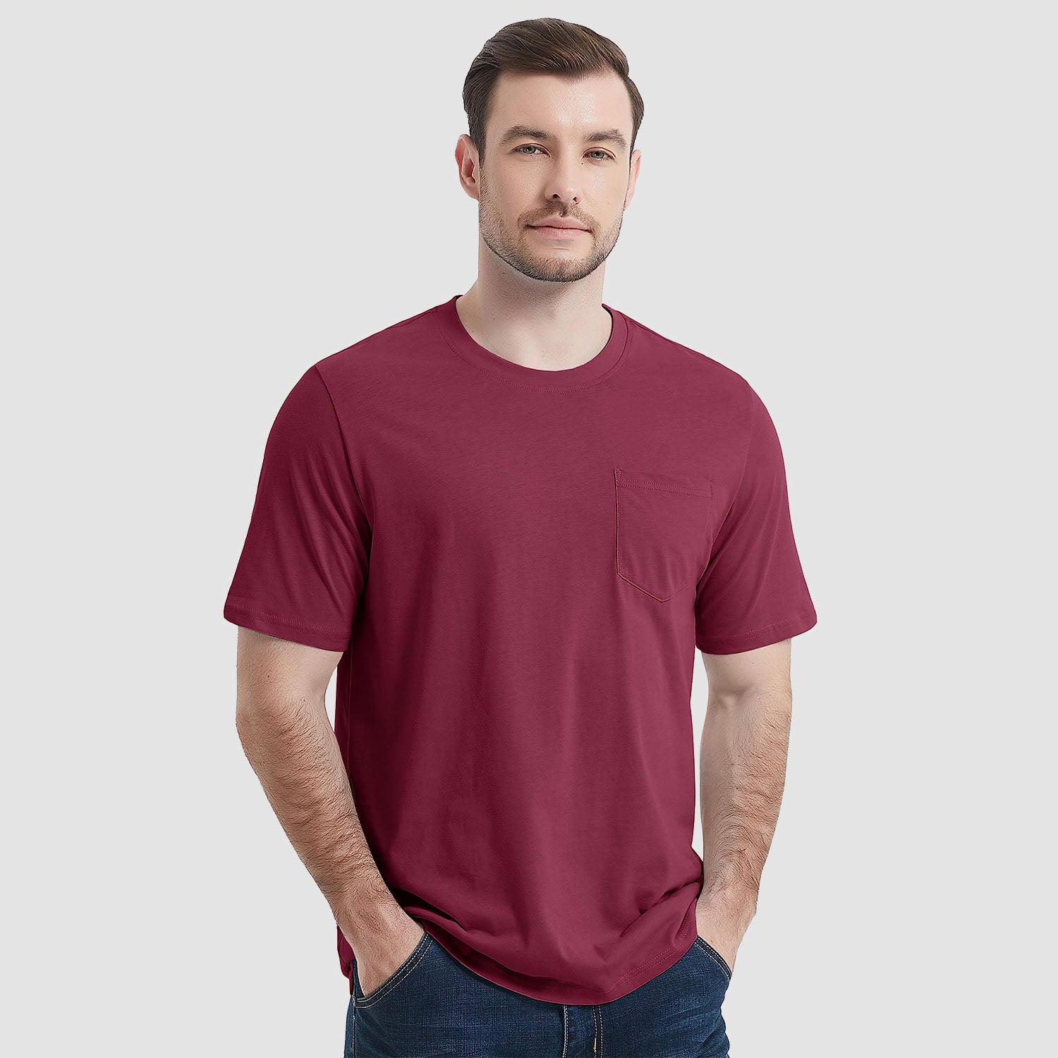 Men's Short Sleeve Pocket T-Shirts  Cotton Crew neck Tee