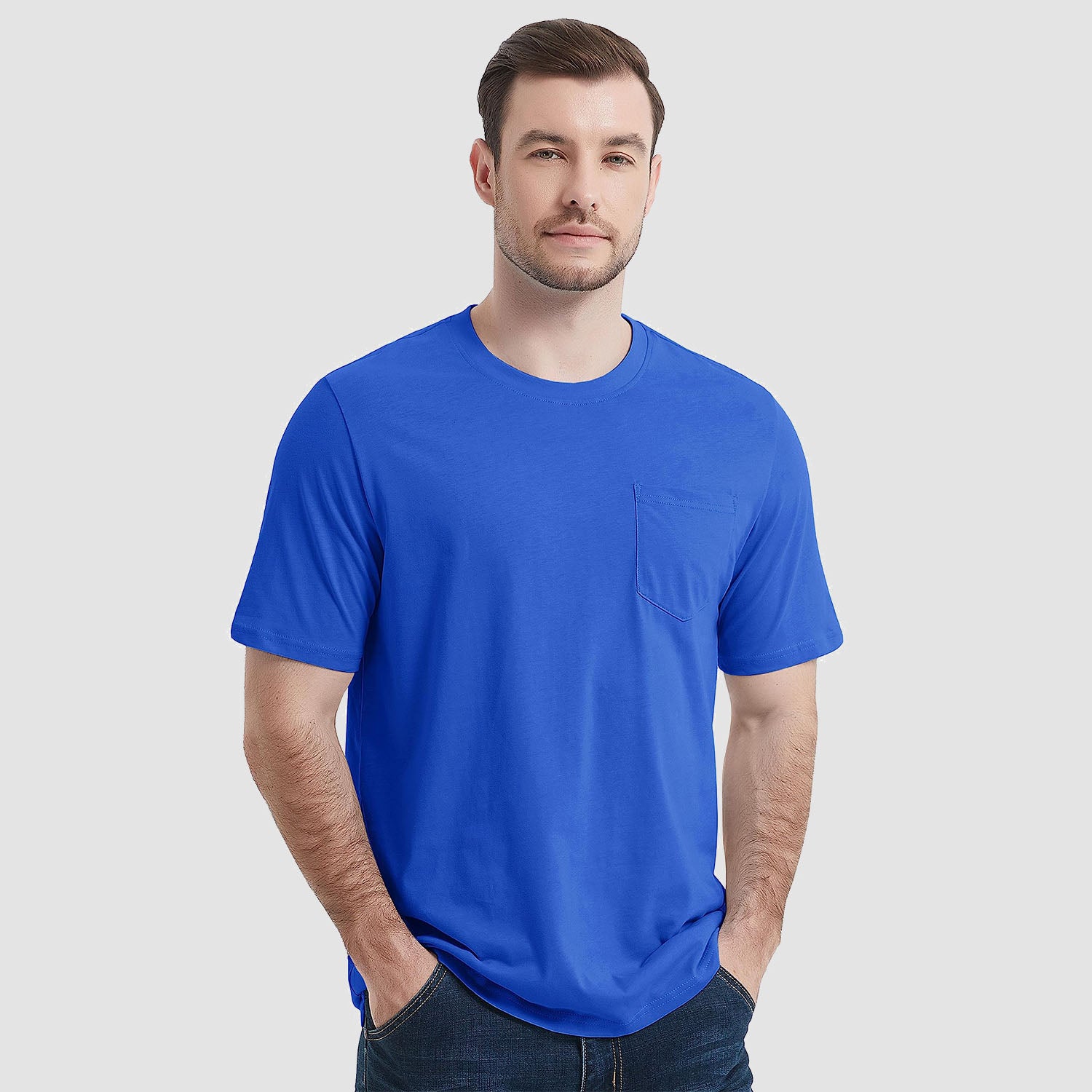 Men's Short Sleeve Pocket T-Shirts  Cotton Crew neck Tee