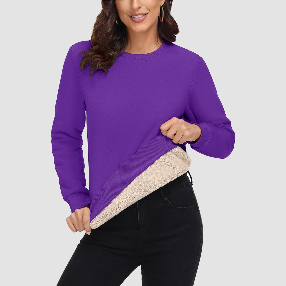 Women's Fleece Sweatshirt - Crewneck, Winter Warm & Cozy