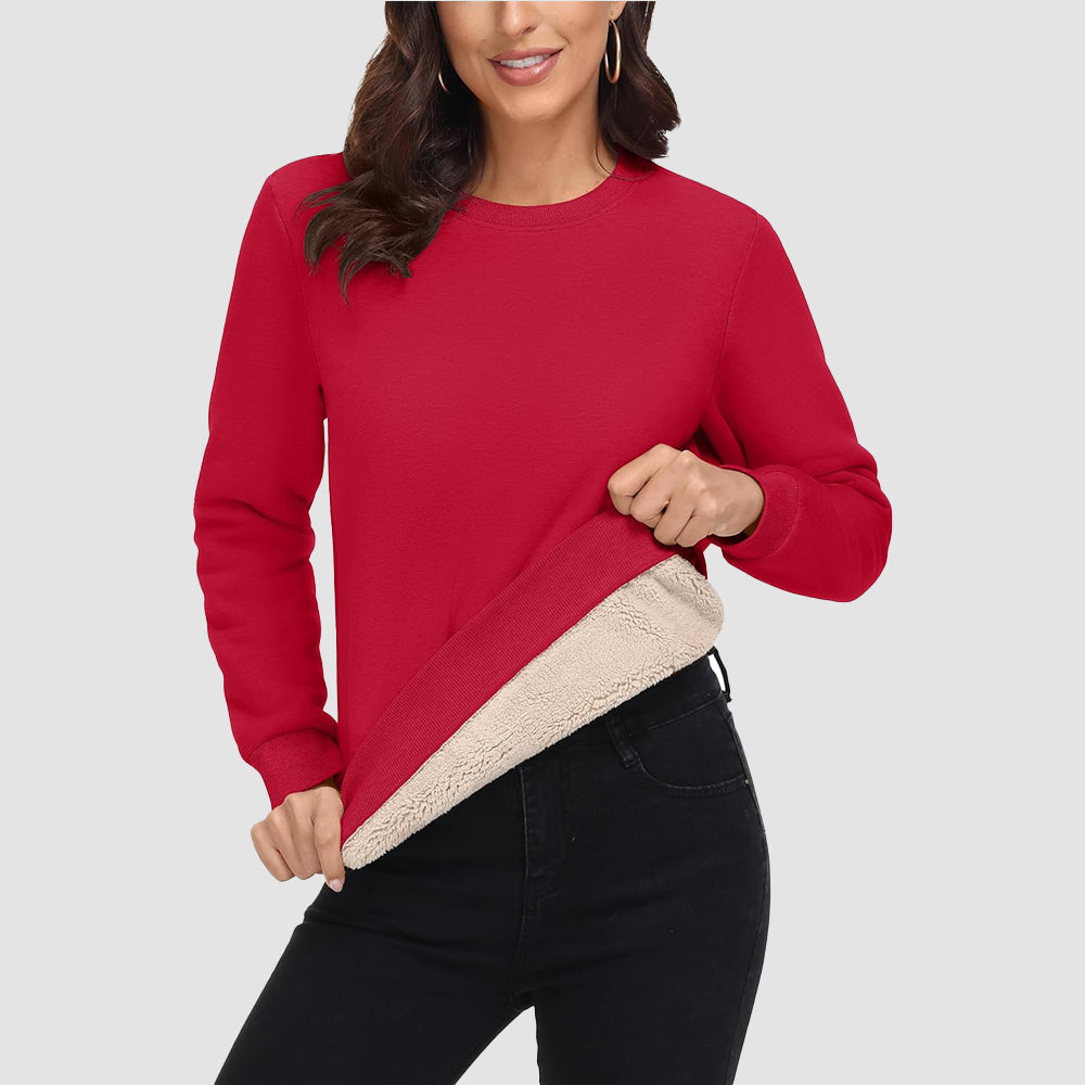 Women's Fleece Sweatshirt - Crewneck, Winter Warm & Cozy