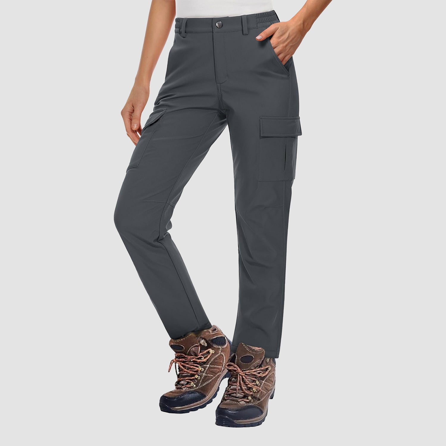Women's Fleece Lined Softshell Pants Water-resistant Hiking Pants - MAGCOMSEN