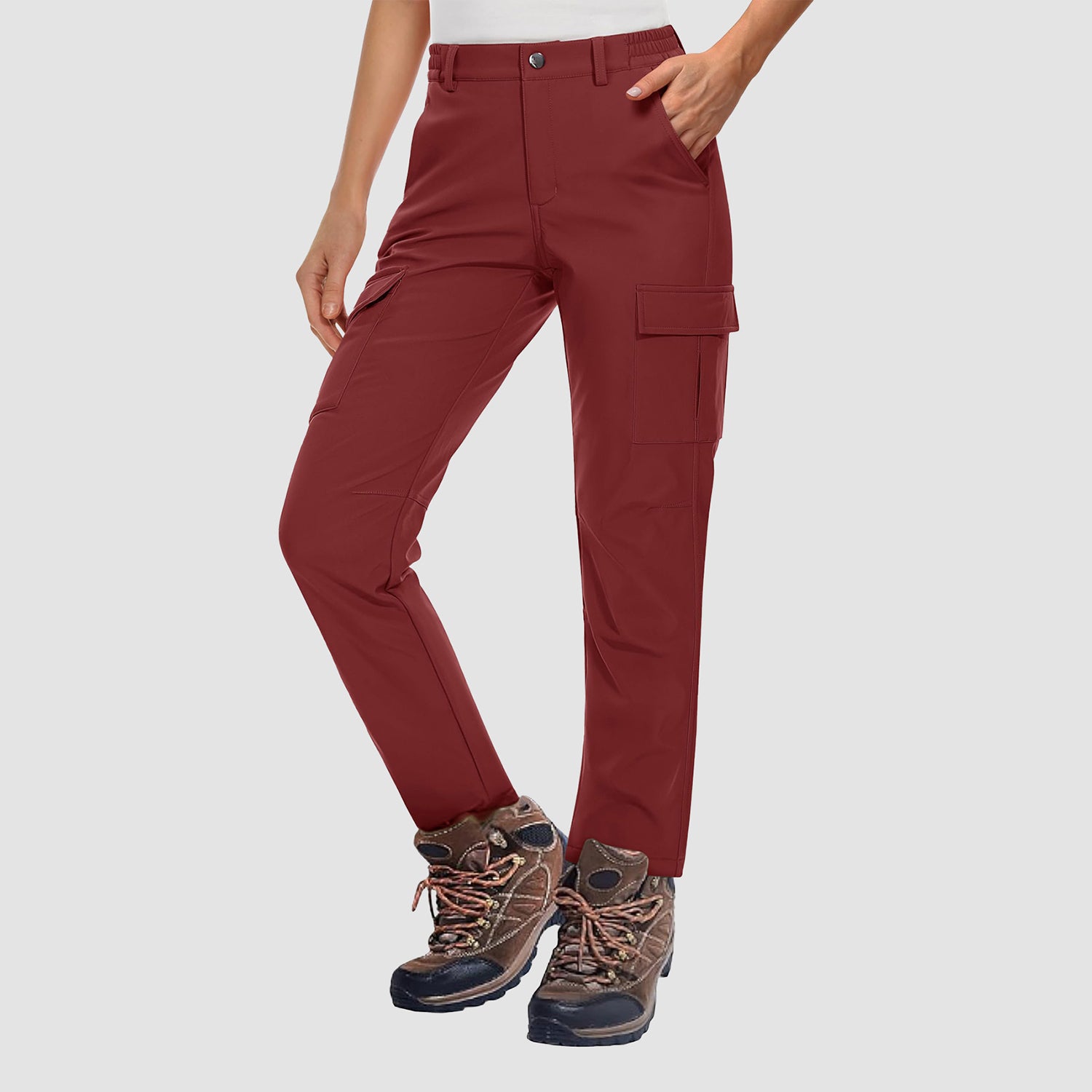 Women's Fleece Lined Softshell Pants Water-resistant Hiking Pants - MAGCOMSEN