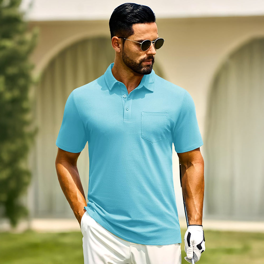 Men's Cotton Polo Shirts - Breathable Short Sleeve Golf Tee