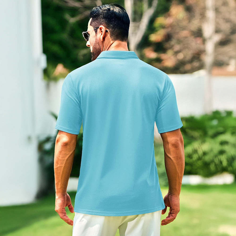 Men's Cotton Polo Shirts - Breathable Short Sleeve Golf Tee