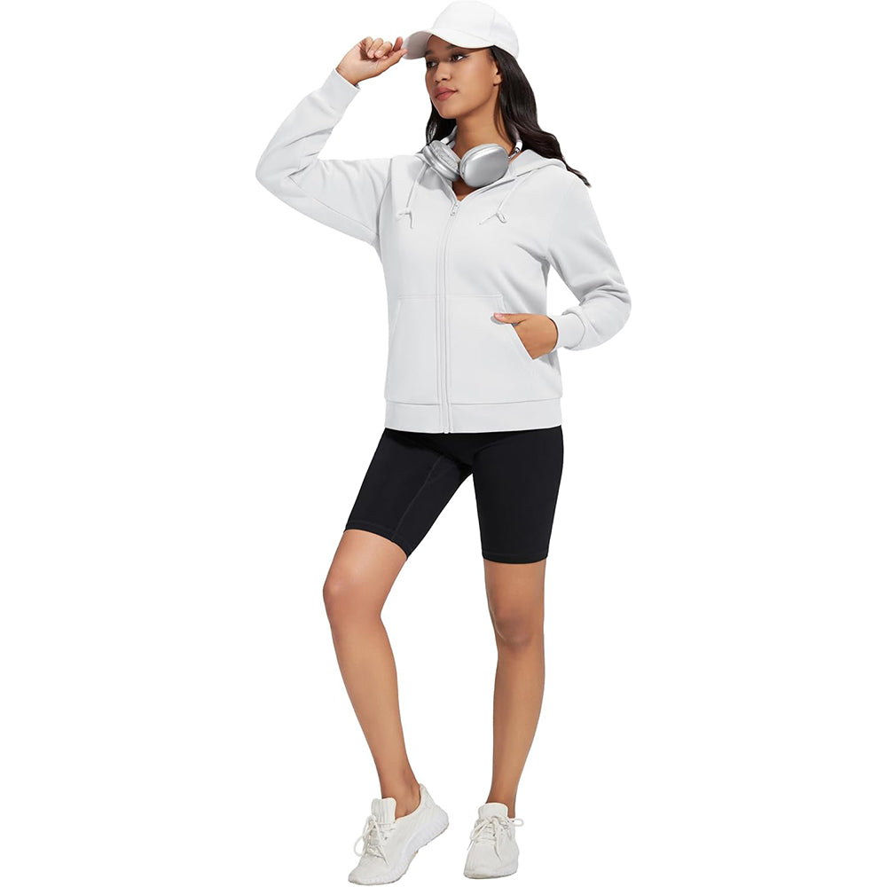 Women's Fleece Jacket - Full Zip, Hood & Pockets