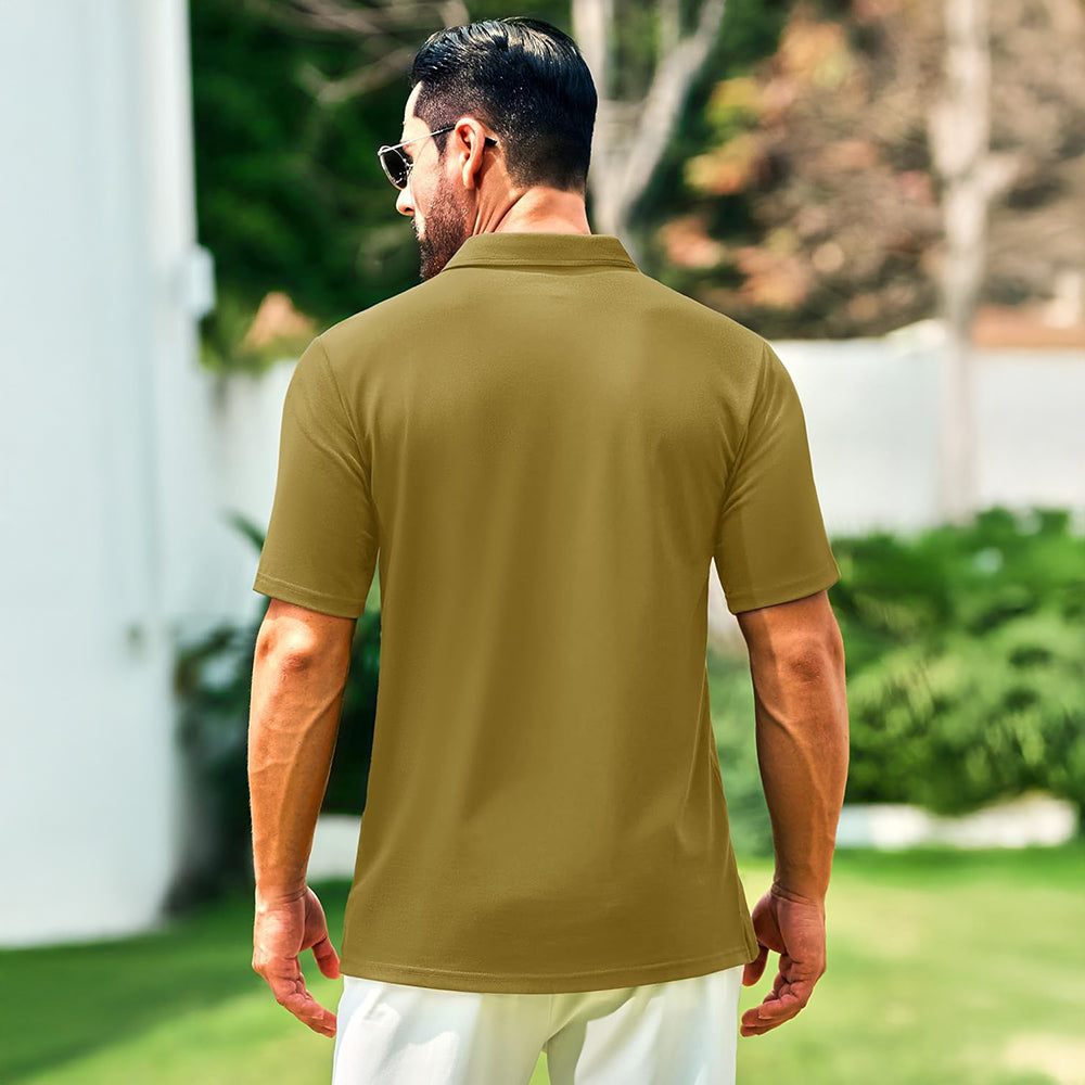 Men's Cotton Polo Shirts - Breathable Short Sleeve Golf Tee