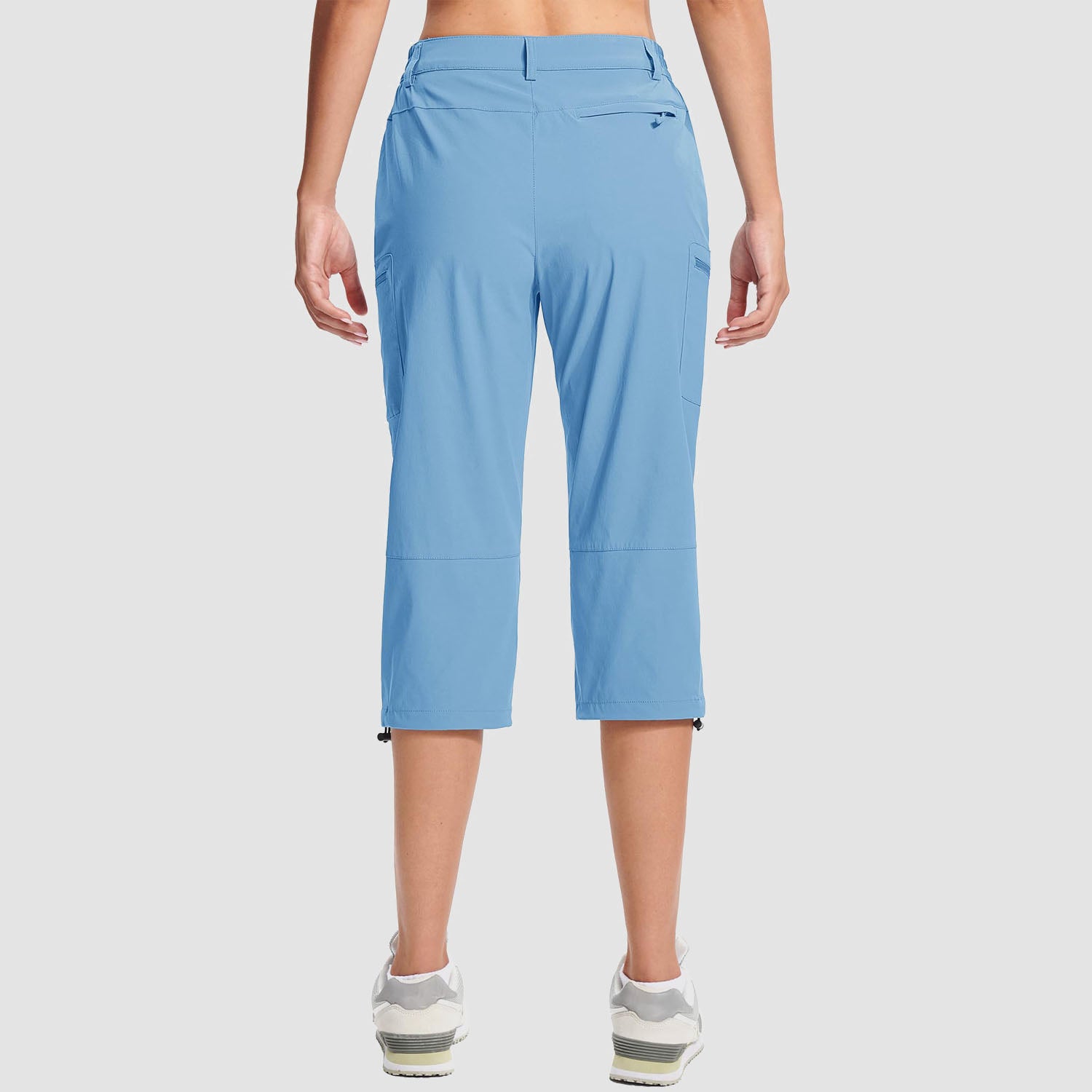 Light Blue Women's Lightweight Water-Resistant Hiking Capris with 5 Pockets - MAGCOMSEN