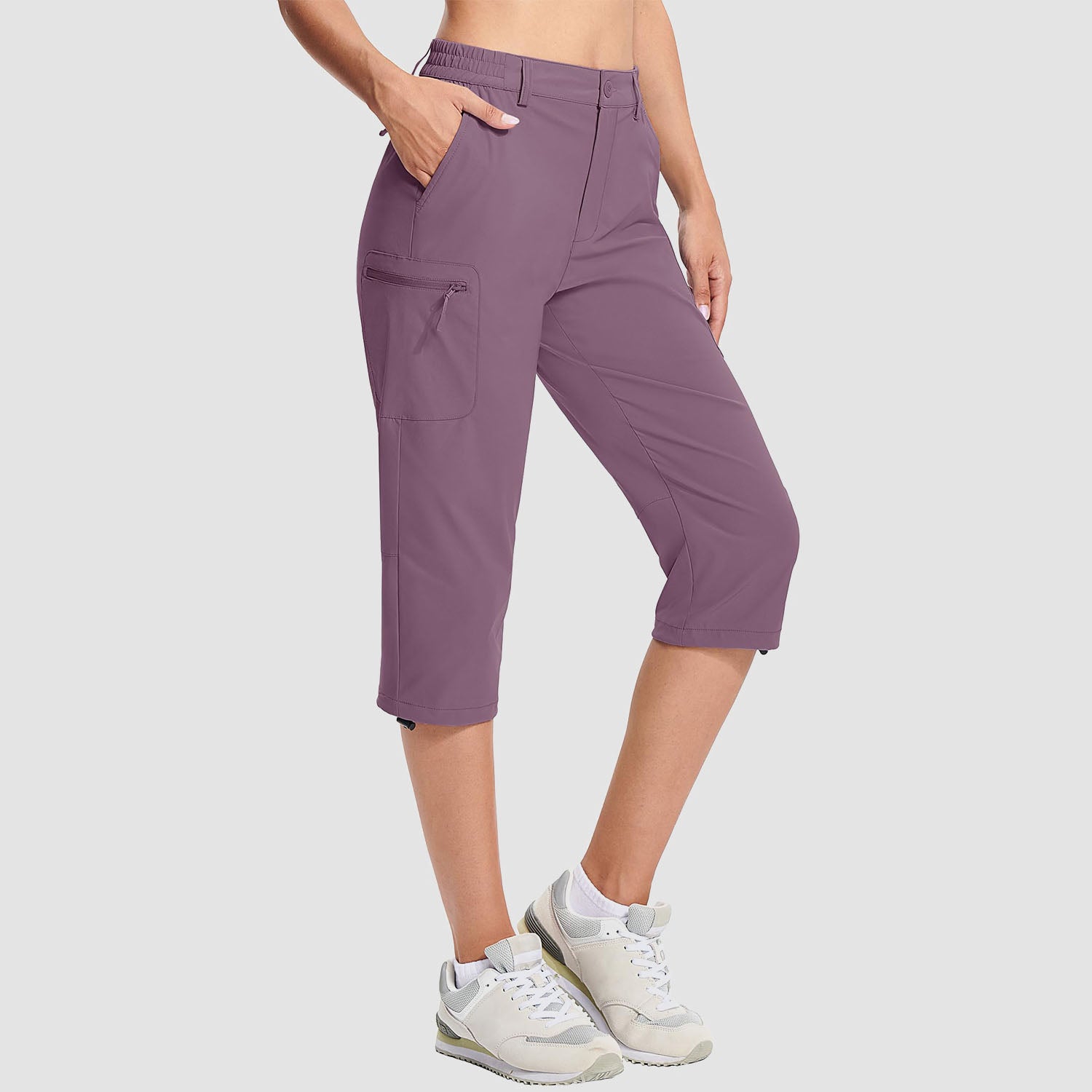 Lotus Pink Women's Lightweight Water-Resistant Hiking Capris with 5 Pockets - MAGCOMSEN