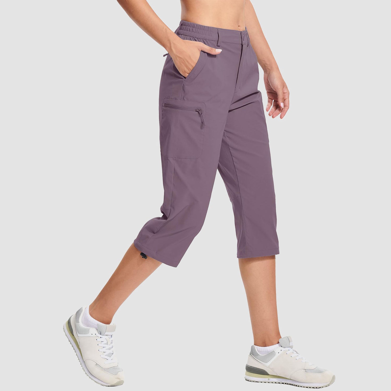 Lotus Pink Women's Lightweight Water-Resistant Hiking Capris with 5 Pockets - MAGCOMSEN