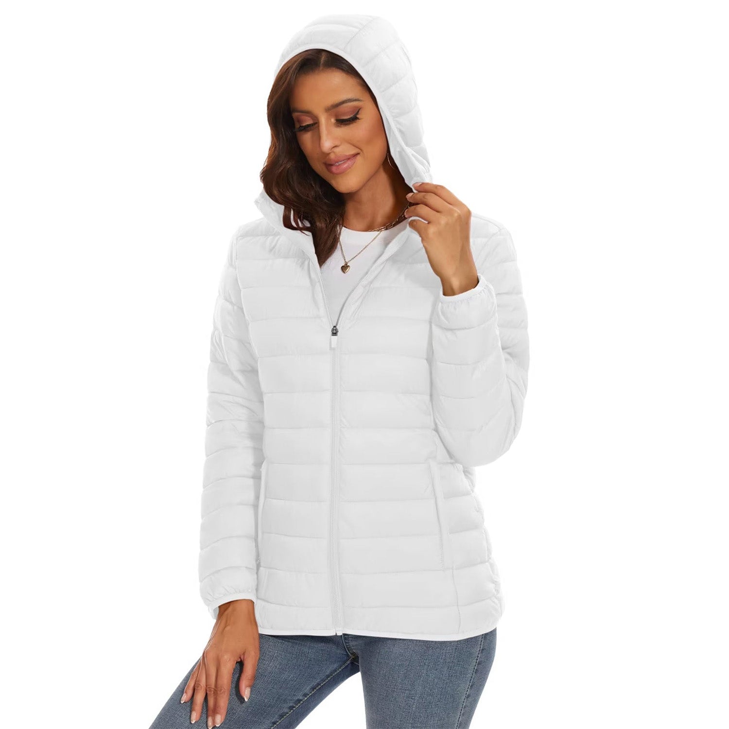 Women's Hooded Lightweight Puffer Jacket Full Zip Winter Coat - MAGCOMSEN