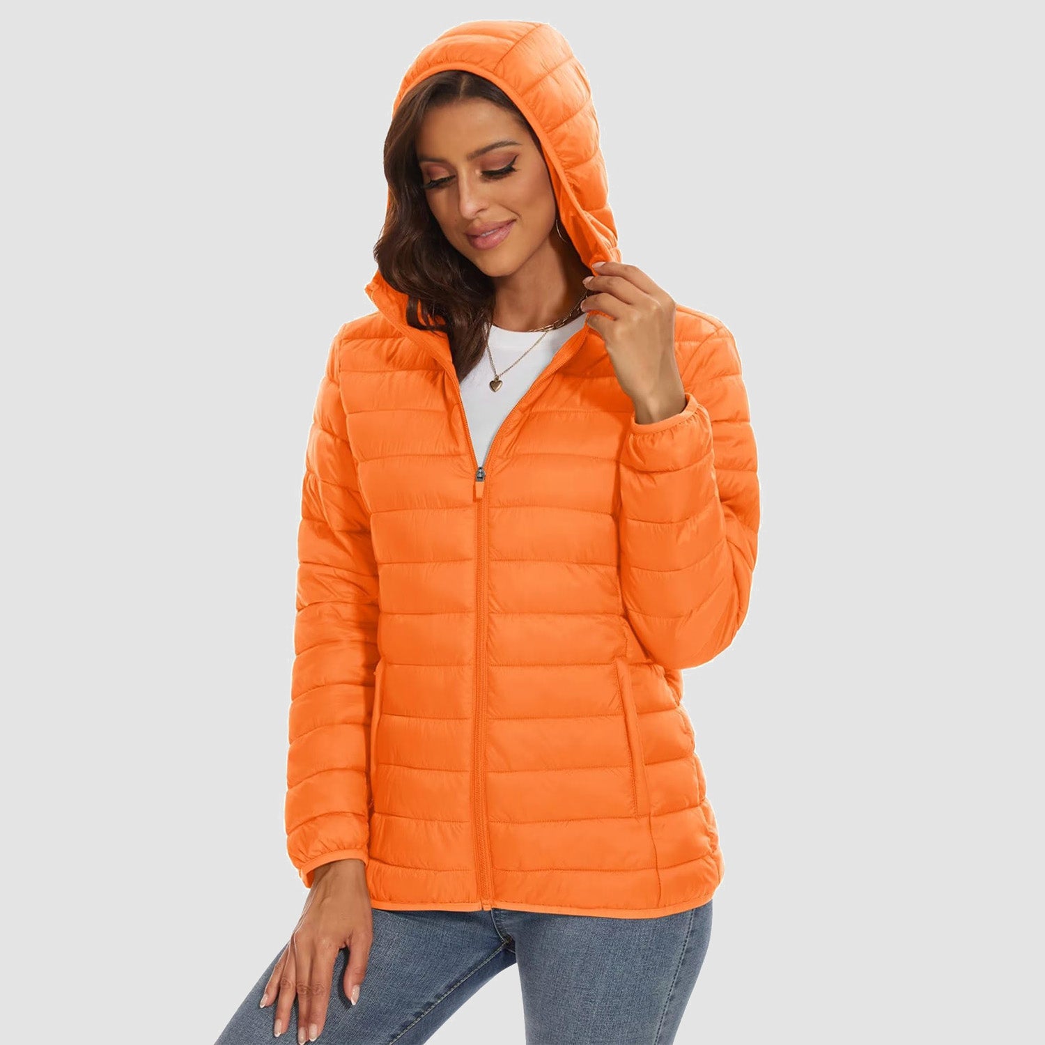 Women's Hooded Lightweight Puffer Jacket Full Zip Winter Coat - MAGCOMSEN
