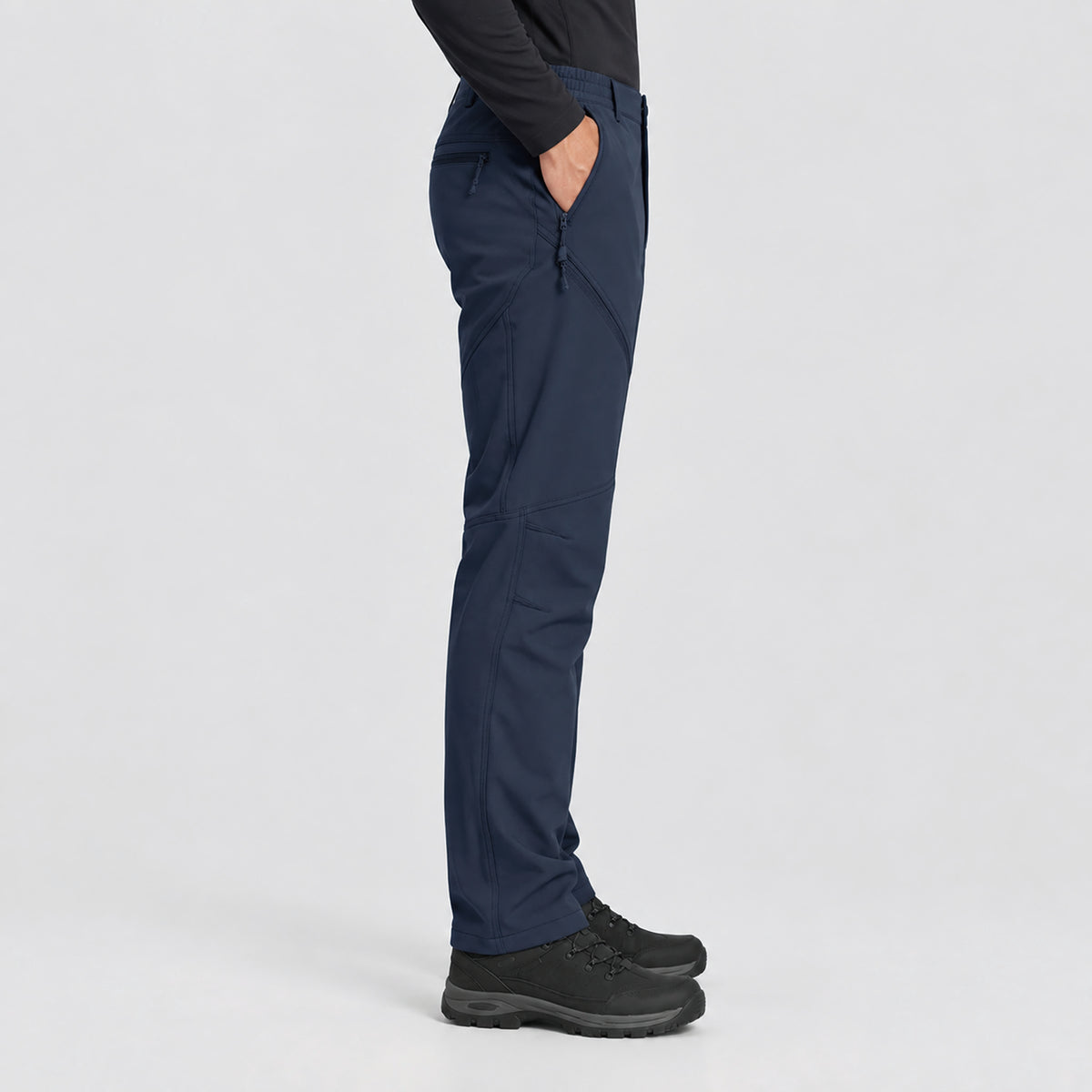 Men's Fleece Lined Softshell Pants Waterproof Hiking Pants with Pockets