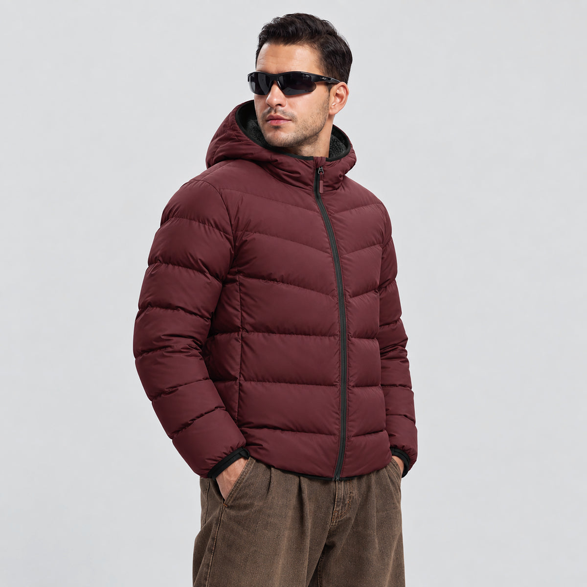 Men's Lightweight Quilted Puffer Jacket with Hood