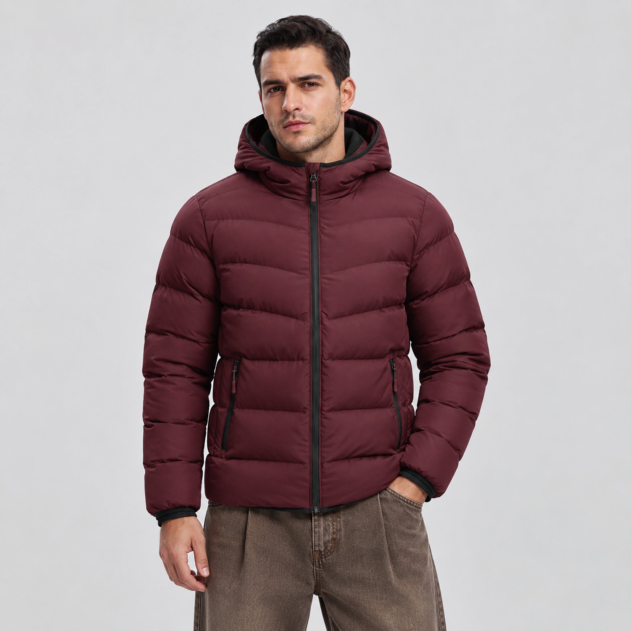 Men's Lightweight Quilted Puffer Jacket with Hood