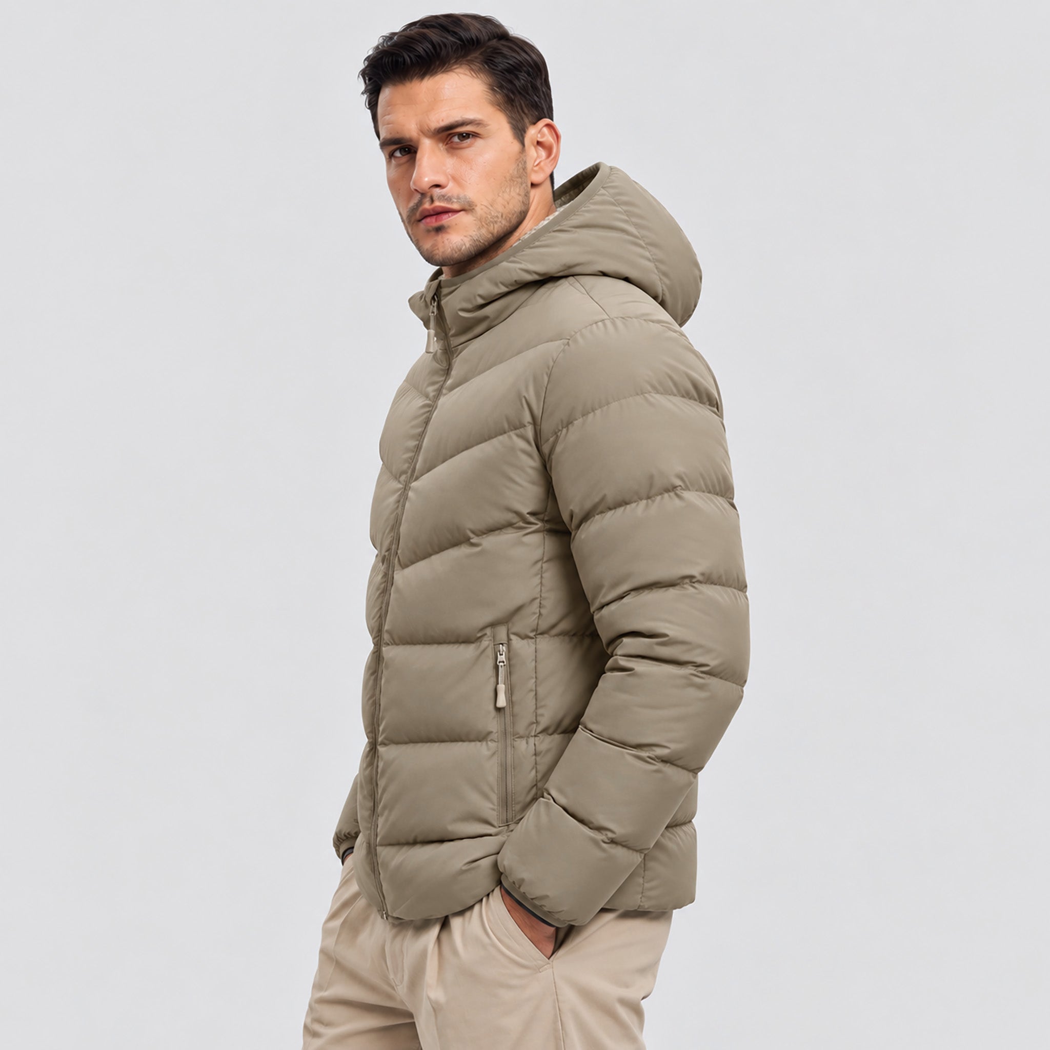 Men's Lightweight Quilted Puffer Jacket with Hood