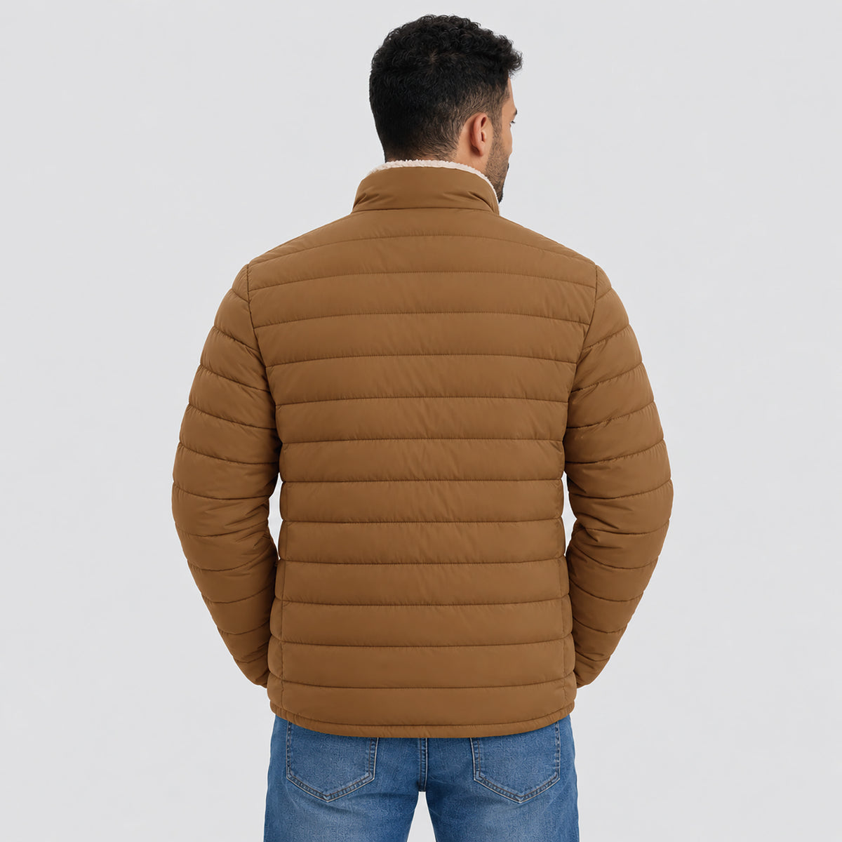 Men's Lightweight Puffer Jacket Sherpa Lined Warm Winter Coat
