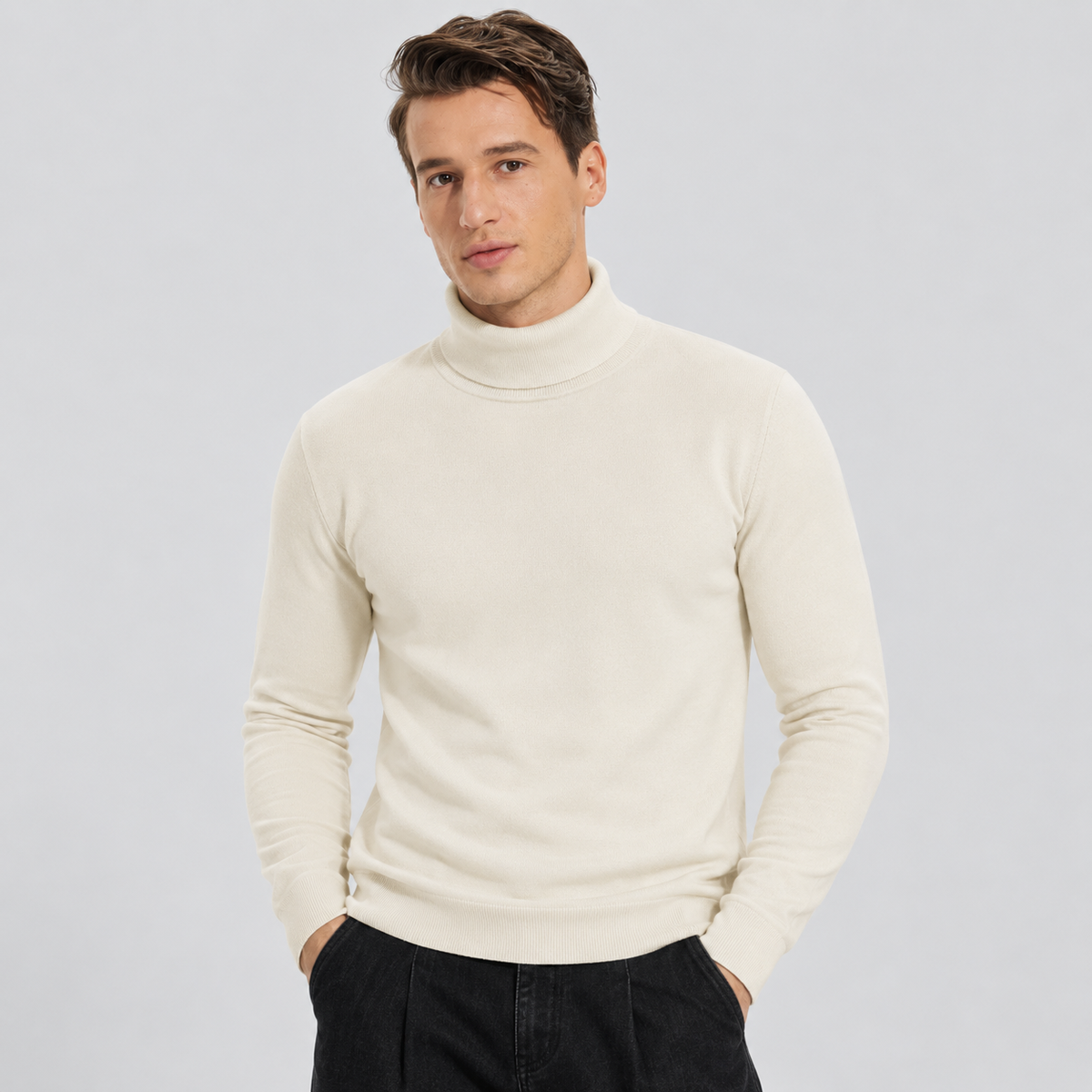 Men's Lightweight Knit Turtleneck Sweater