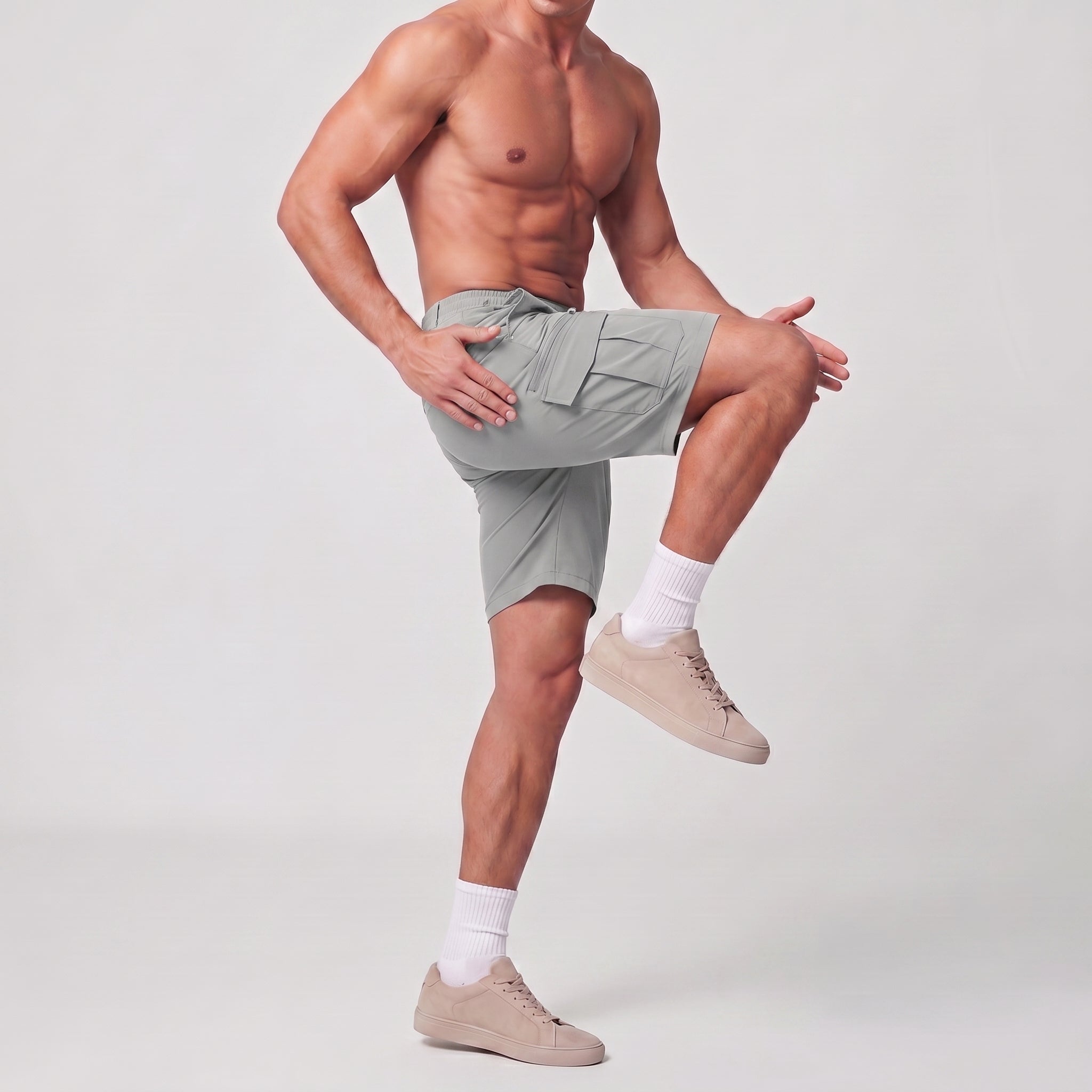 Men 9 Inch Hiking Cargo Shorts - Water Resistant 7 Pocket Stretch Tactical Shorts Light Grey by MAGCOMSEN