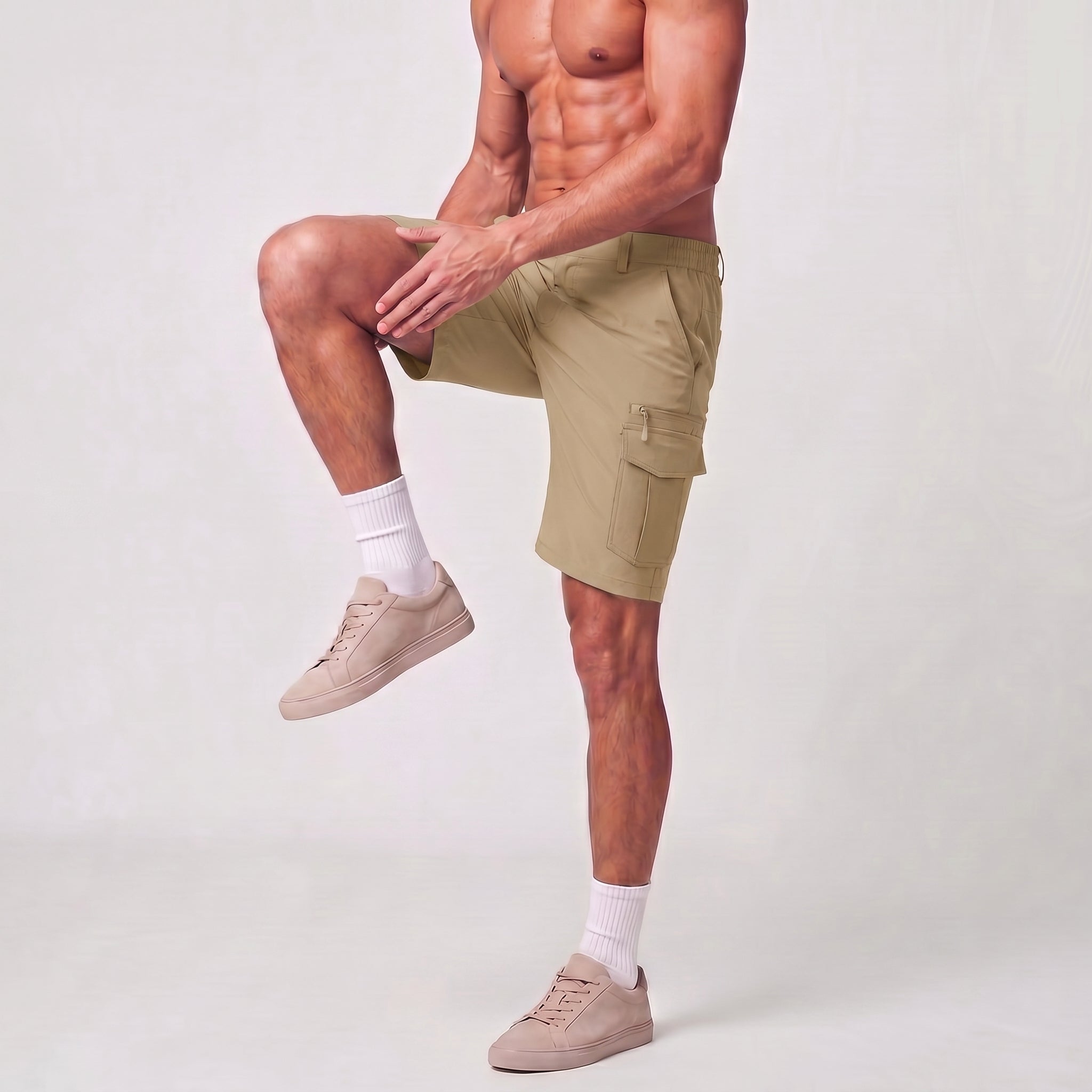 Men 9 Inch Hiking Cargo Shorts - Water Resistant 7 Pocket Stretch Tactical Shorts Khaki by MAGCOMSEN