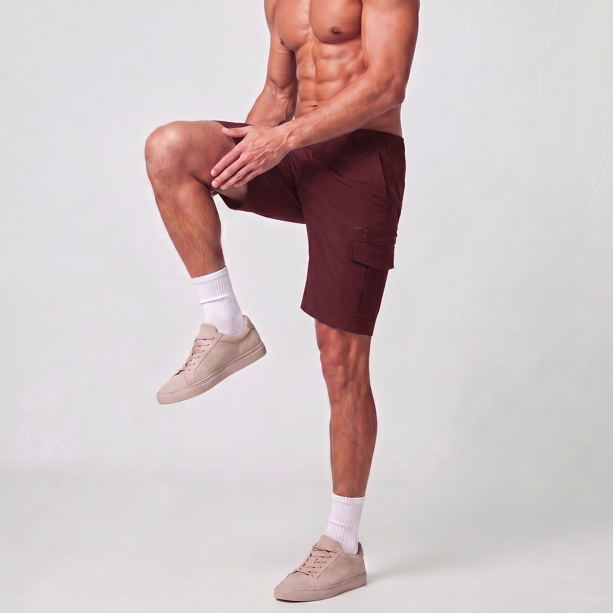 Men 9 Inch Hiking Cargo Shorts - Water Resistant 7 Pocket Stretch Tactical Shorts Wine Red by MAGCOMSEN