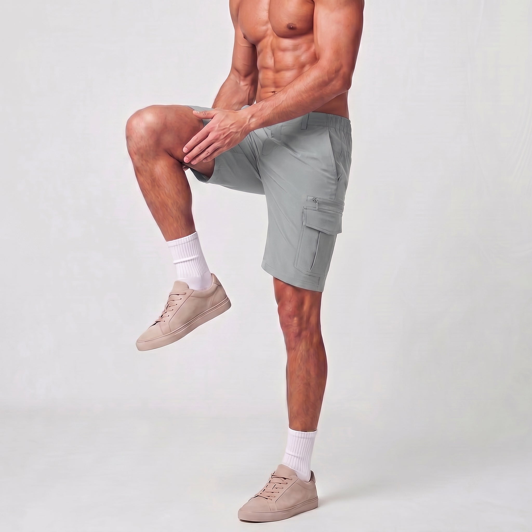 Men 9 Inch Hiking Cargo Shorts - Water Resistant 7 Pocket Stretch Tactical Shorts Light Grey by MAGCOMSEN