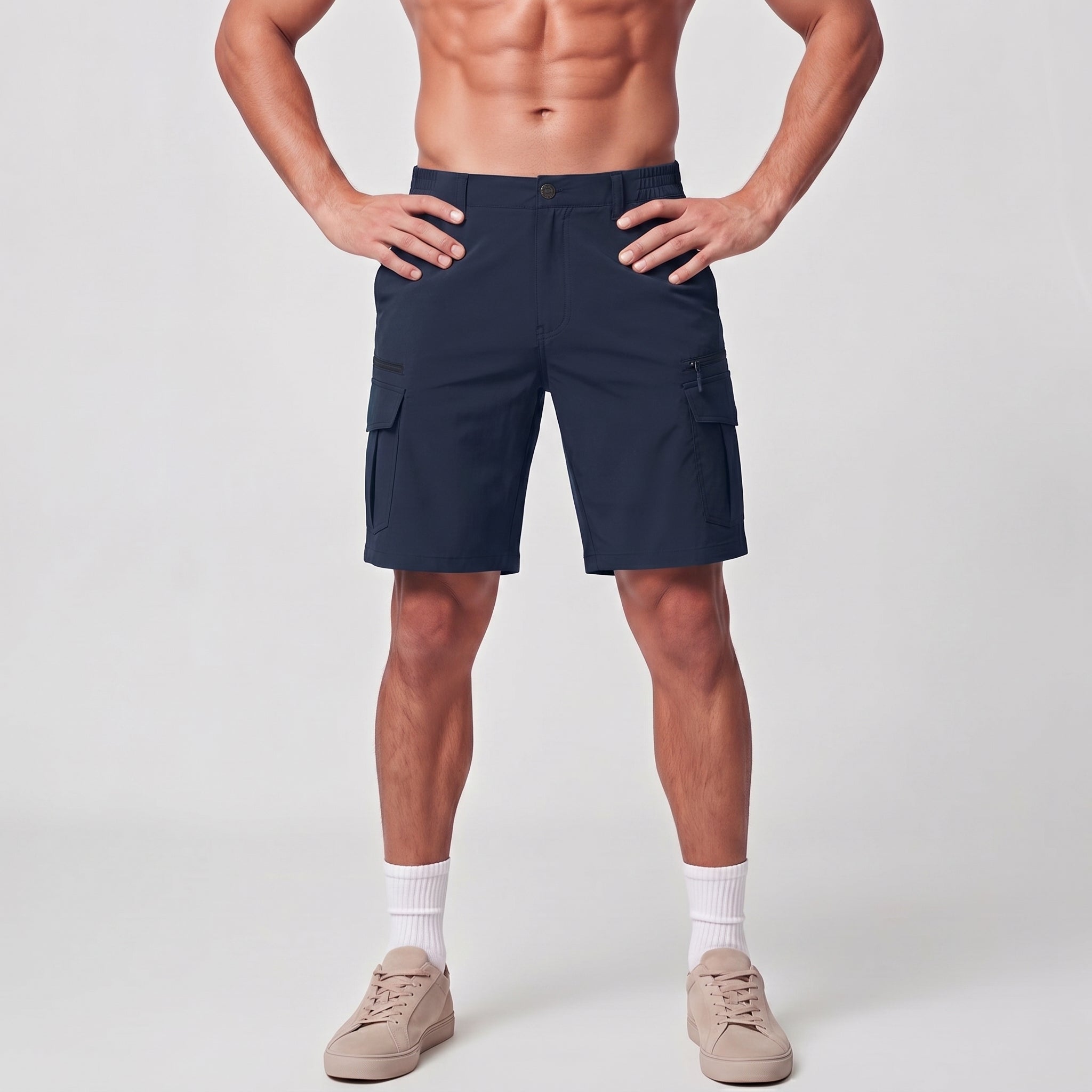 Men 9 Inch Hiking Cargo Shorts - Water Resistant 7 Pocket Stretch Tactical Shorts Navy by MAGCOMSEN
