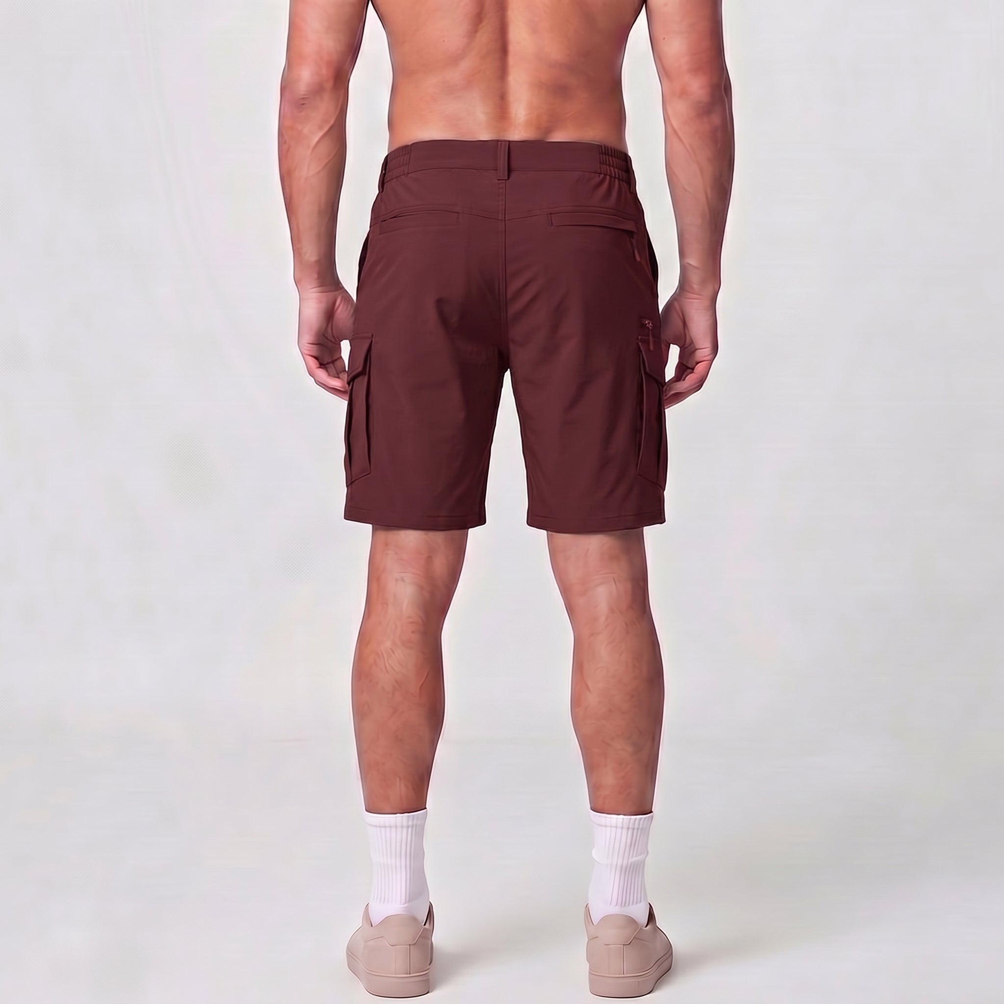 Men 9 Inch Hiking Cargo Shorts - Water Resistant 7 Pocket Stretch Tactical Shorts Wine Red by MAGCOMSEN