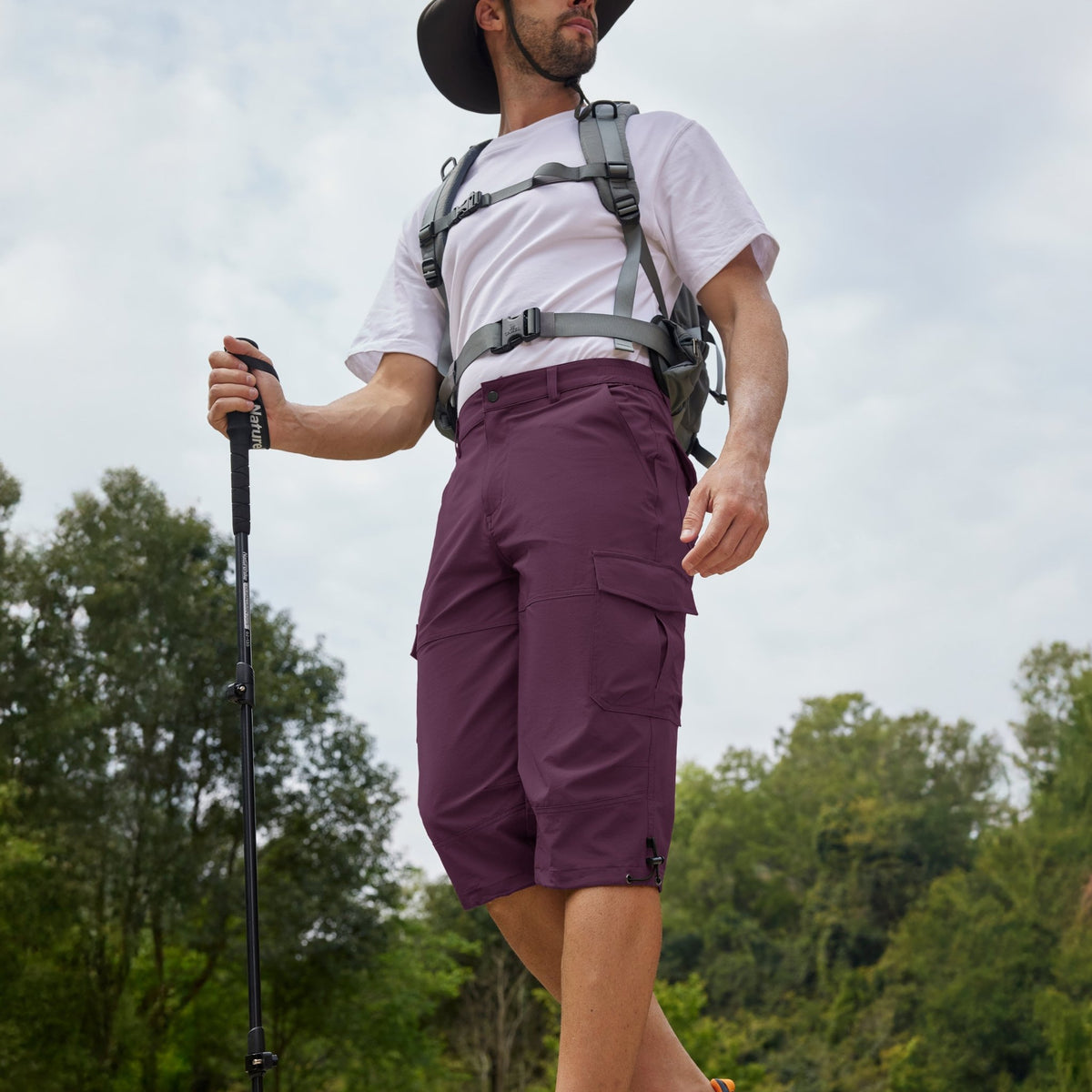Men's 3/4 Capri Quick Dry Sports Shorts Purple by MAGCOMSEN