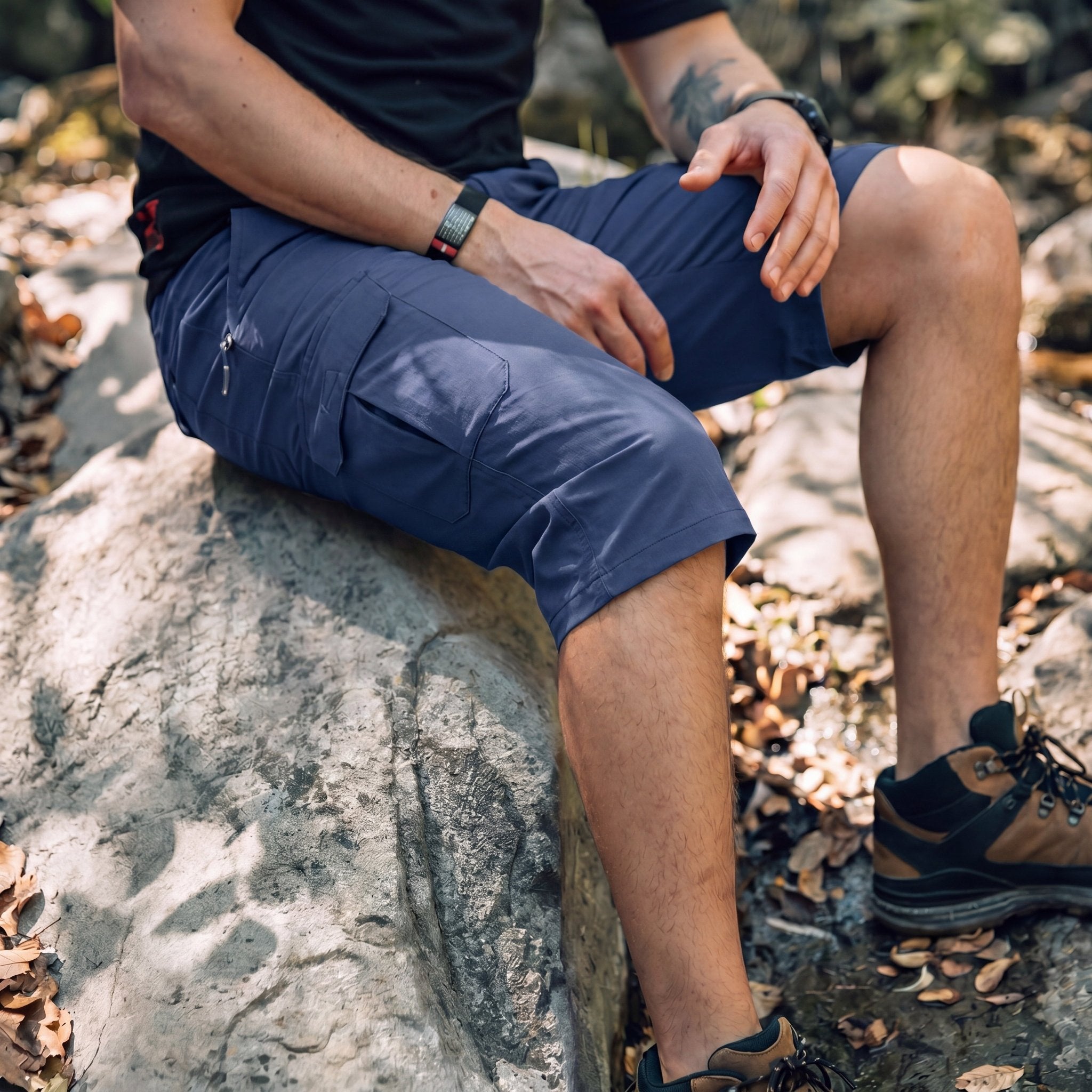 Men's 3/4 Hiking Capri Pants - Quick Dry Below Knee Shorts with 5 Pockets Royal Blue by MAGCOMSEN