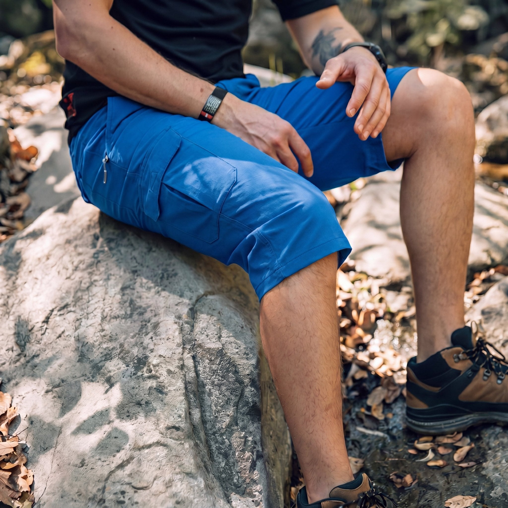 Men's 3/4 Hiking Capri Pants - Quick Dry Below Knee Shorts with 5 Pockets Blue by MAGCOMSEN