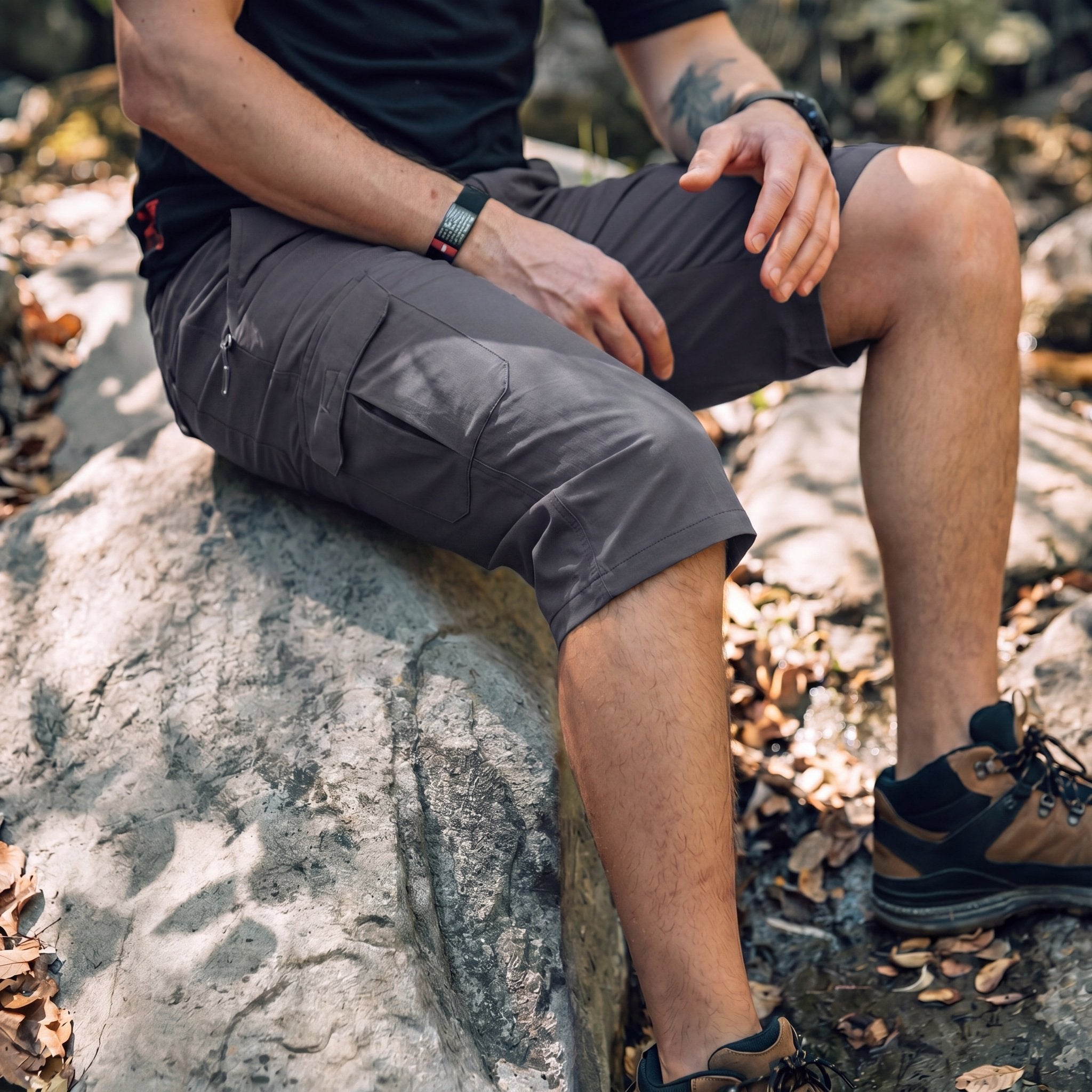 Men's 3/4 Hiking Capri Pants - Quick Dry Below Knee Shorts with 5 Pockets Dark grey by MAGCOMSEN