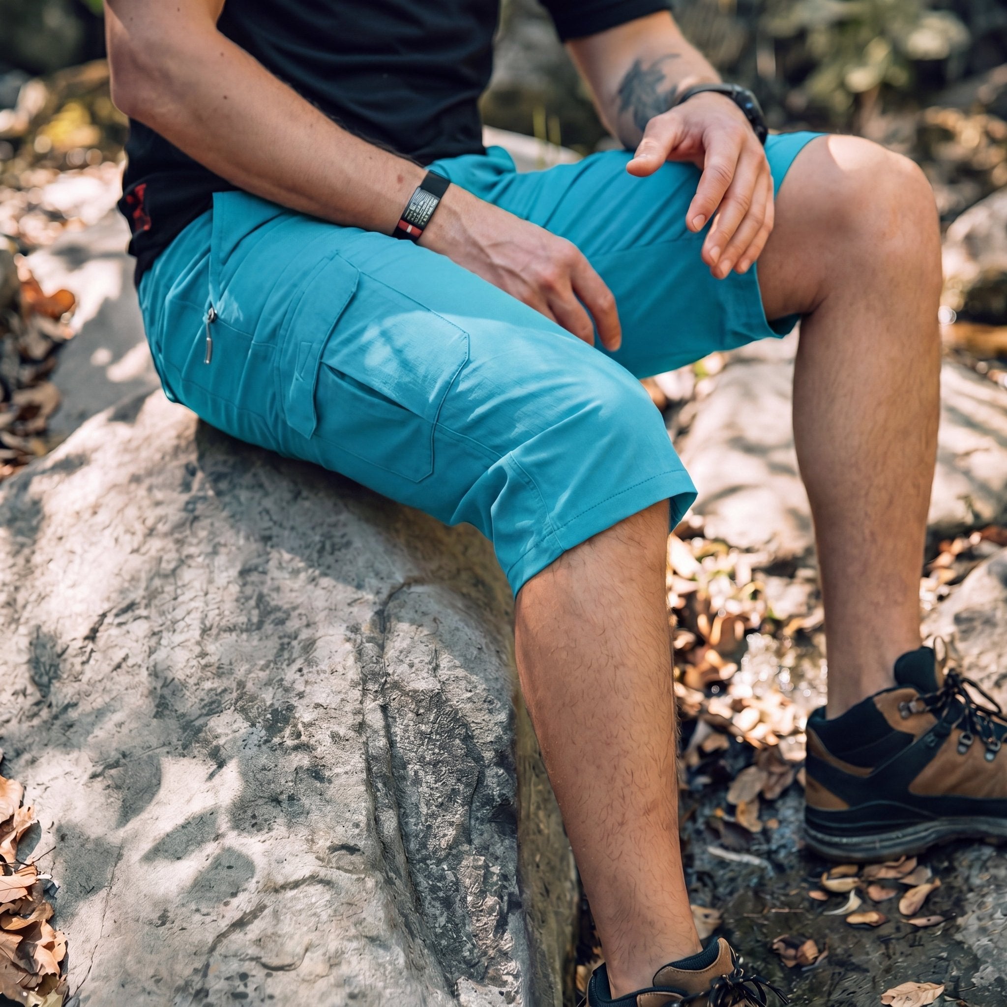 Men's 3/4 Hiking Capri Pants - Quick Dry Below Knee Shorts with 5 Pockets Lake Blue by MAGCOMSEN