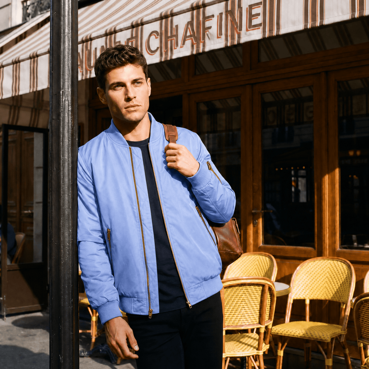 Light Blue MAGCOMSEN Men's Bomber Jacket – Casual Zip-Up Windbreaker in #Color_Light Blue