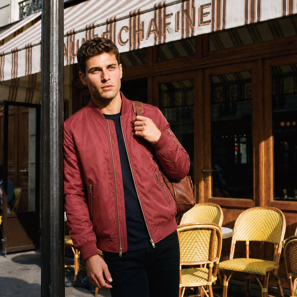 Orange MAGCOMSEN Men's Bomber Jacket – Casual Zip-Up Windbreaker in #Color_Orange