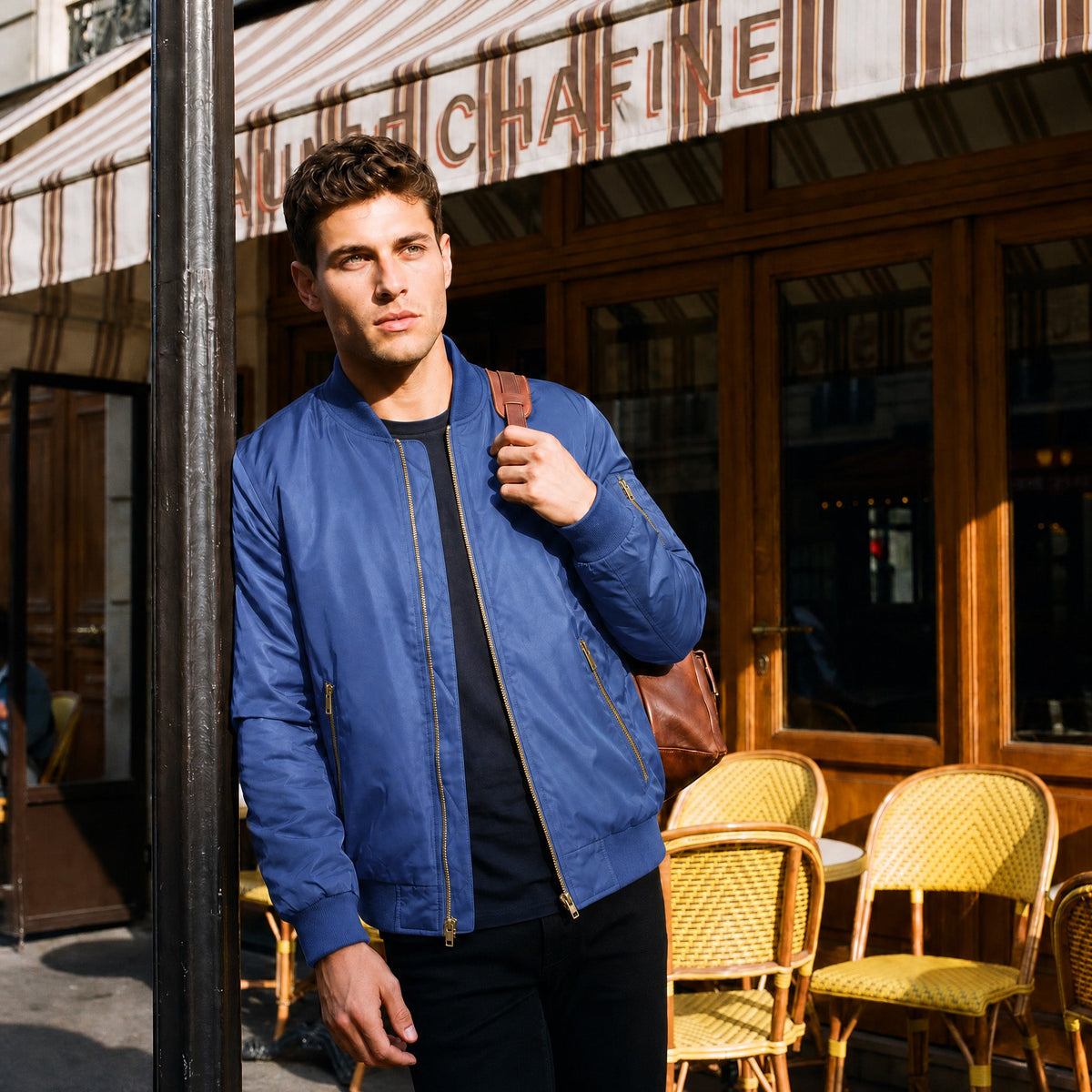 Royal Blue MAGCOMSEN Men's Bomber Jacket – Casual Zip-Up Windbreaker in #Color_Royal Blue