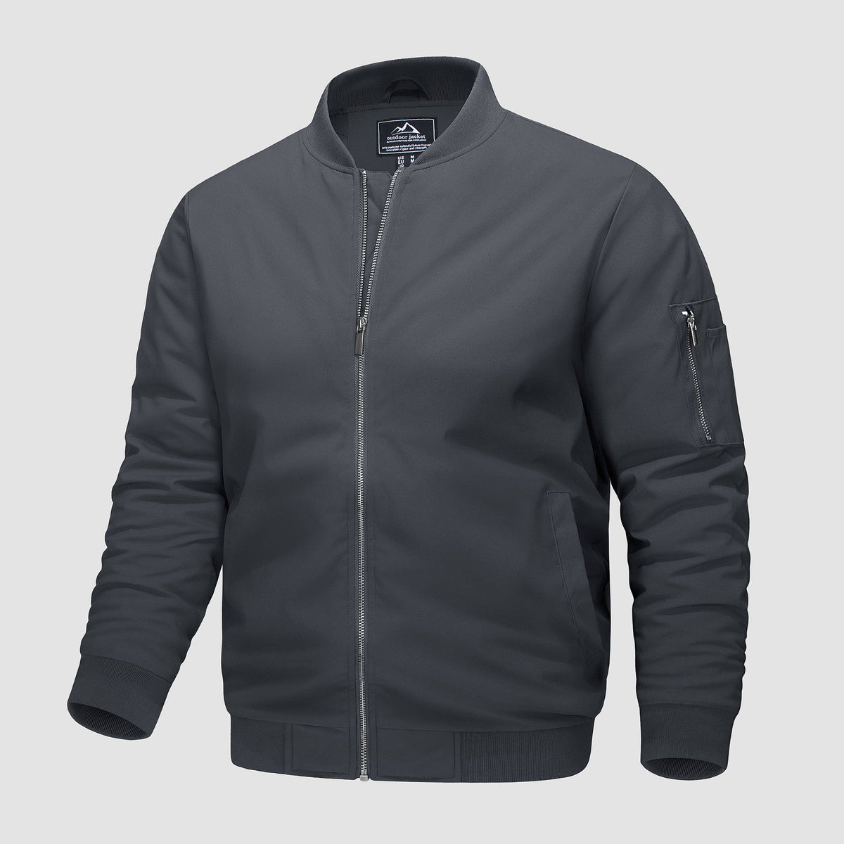 Dark Grey MAGCOMSEN Men's Bomber Jacket, Quilted & Windproof with Pockets in #Color_Dark Grey