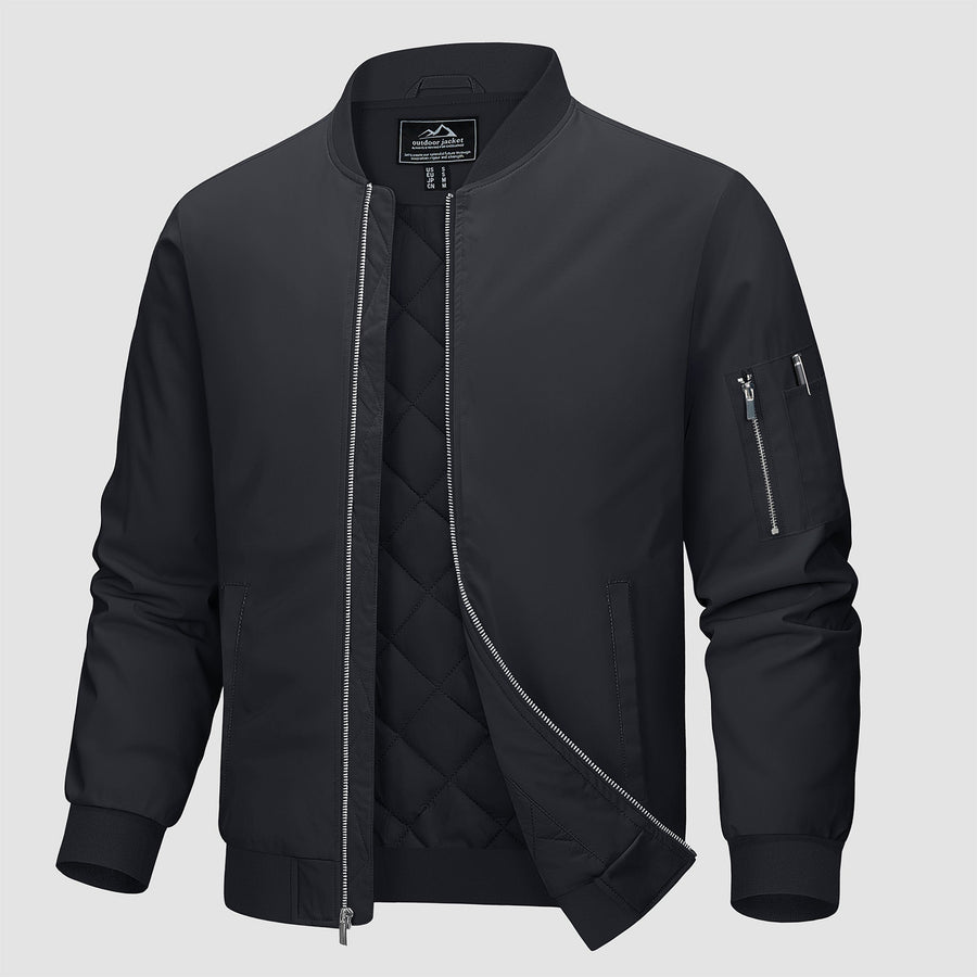 Men's Bomber Jacket, Quilted & Windproof with Pockets