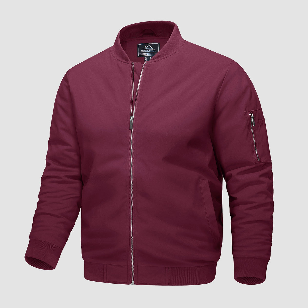 Wine Red MAGCOMSEN Men's Bomber Jacket, Quilted & Windproof with Pockets in #Color_Wine Red