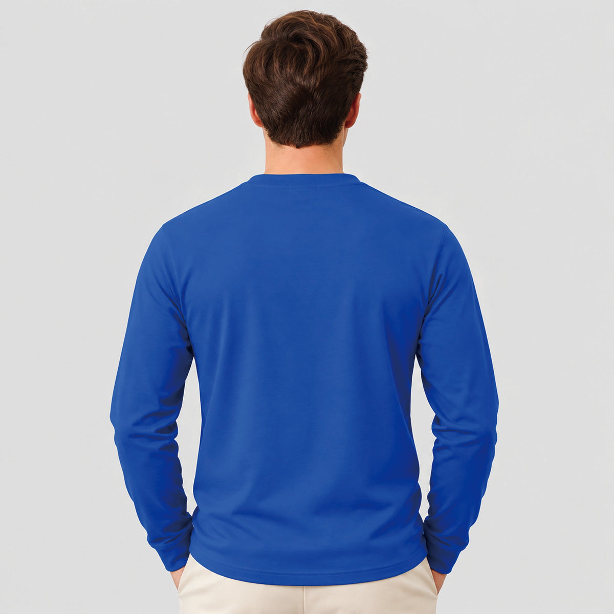 Bright Blue MAGCOMSEN Men's Cotton Long Sleeve Henley Shirt, Casual Work Tee in #Color_Bright Blue